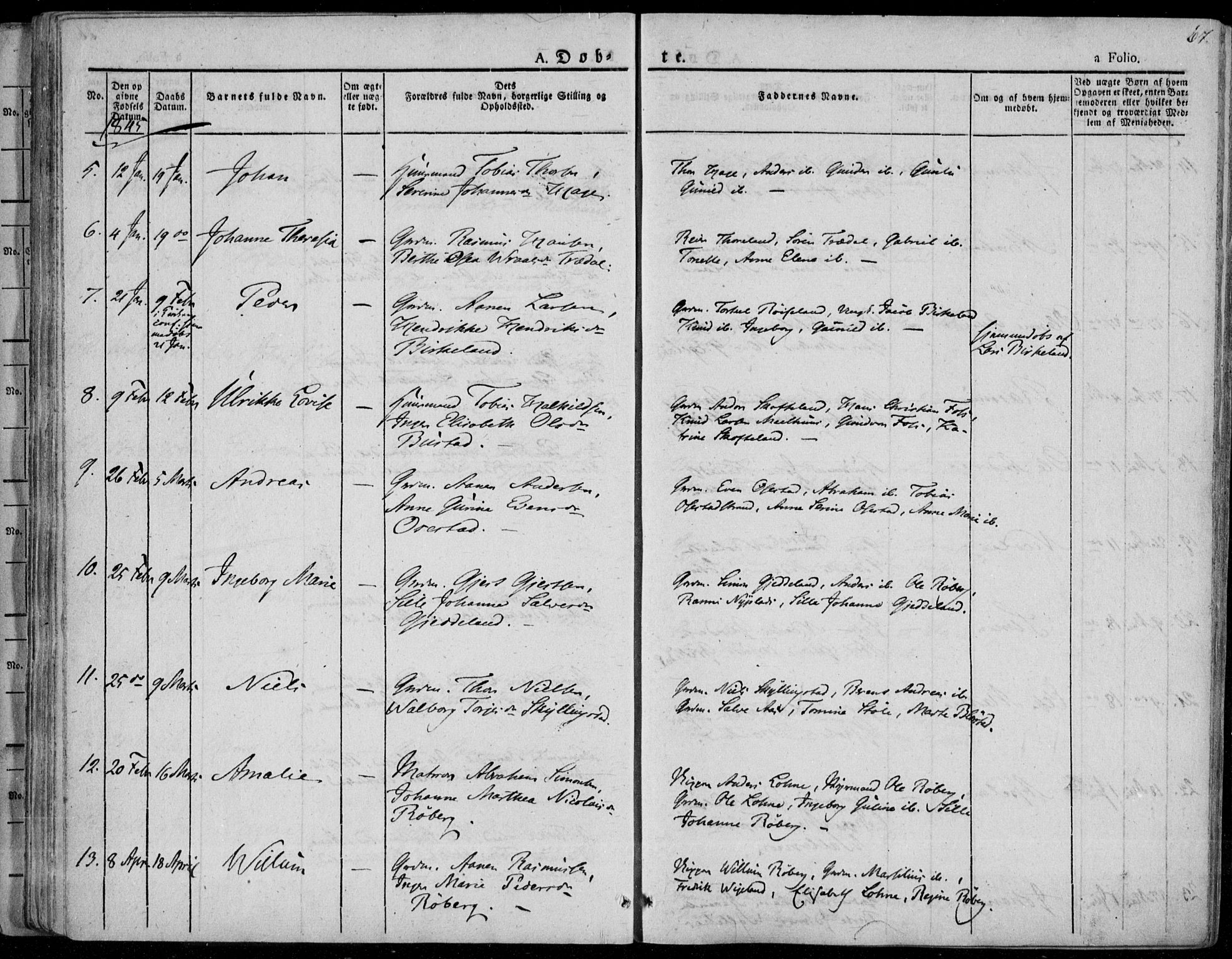 Sør-Audnedal sokneprestkontor, AV/SAK-1111-0039/F/Fa/Fab/L0006: Parish register (official) no. A 6, 1829-1855, p. 67