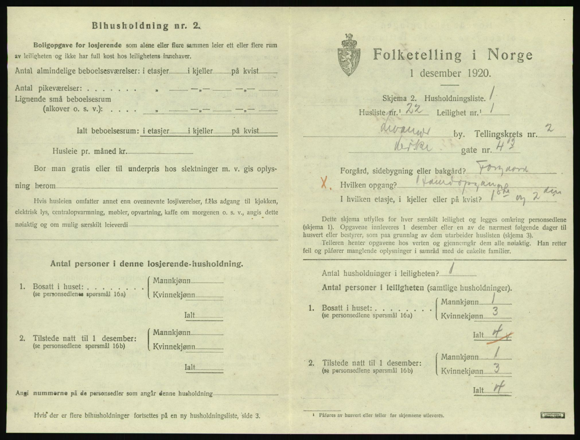 SAT, 1920 census for Levanger town, 1920, p. 898