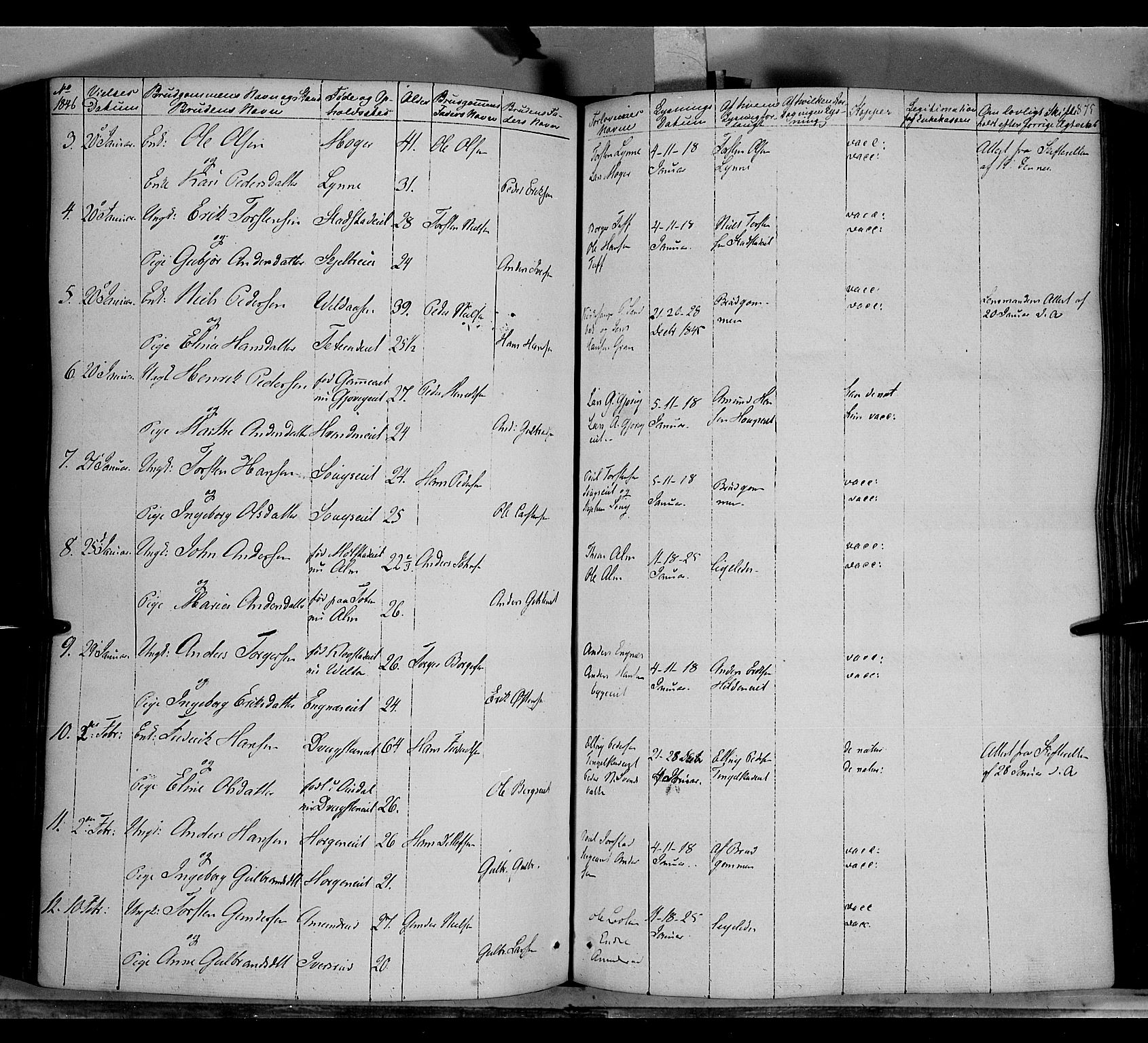 Gran prestekontor, AV/SAH-PREST-112/H/Ha/Haa/L0011: Parish register (official) no. 11, 1842-1856, p. 874-875