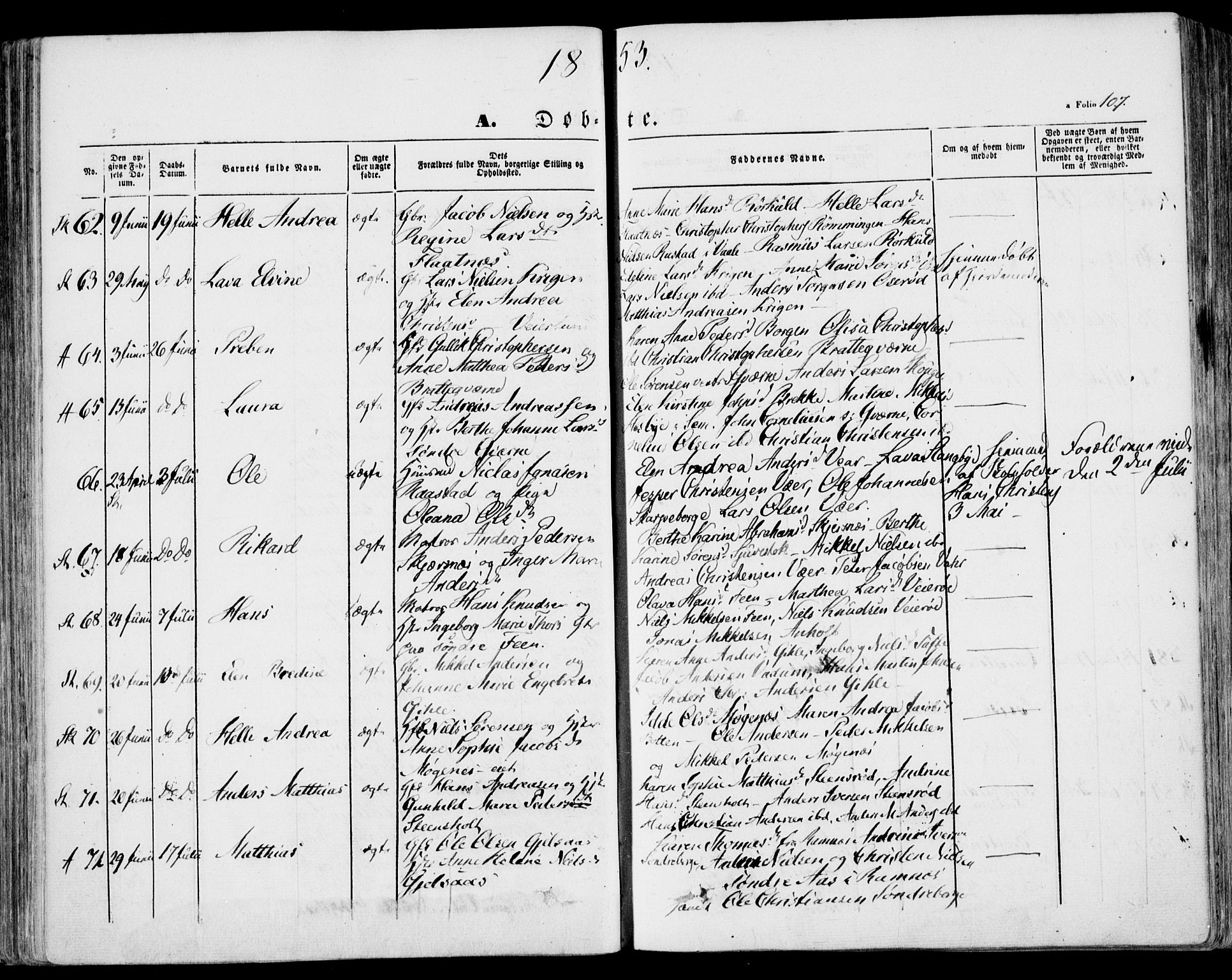 Stokke kirkebøker, AV/SAKO-A-320/F/Fa/L0007: Parish register (official) no. I 7, 1844-1857, p. 107