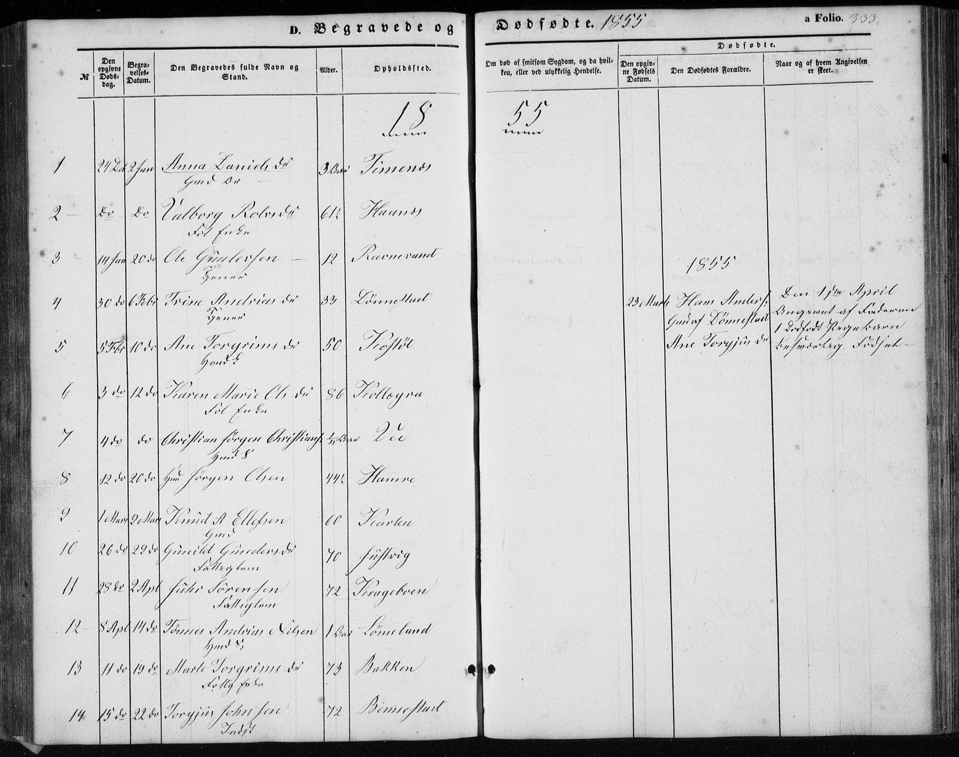 Tveit sokneprestkontor, SAK/1111-0043/F/Fb/L0003: Parish register (copy) no. B 3, 1854-1886, p. 333