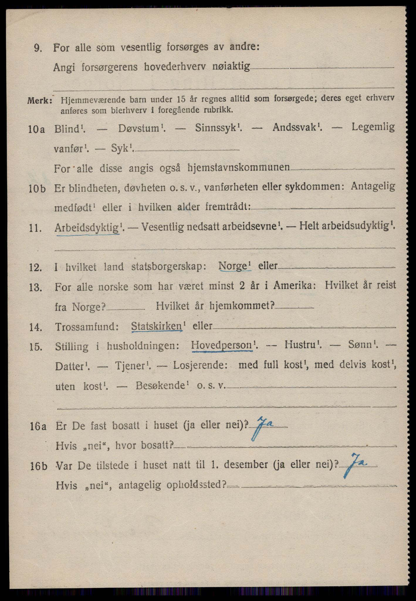 SAT, 1920 census for Vestnes, 1920, p. 3416