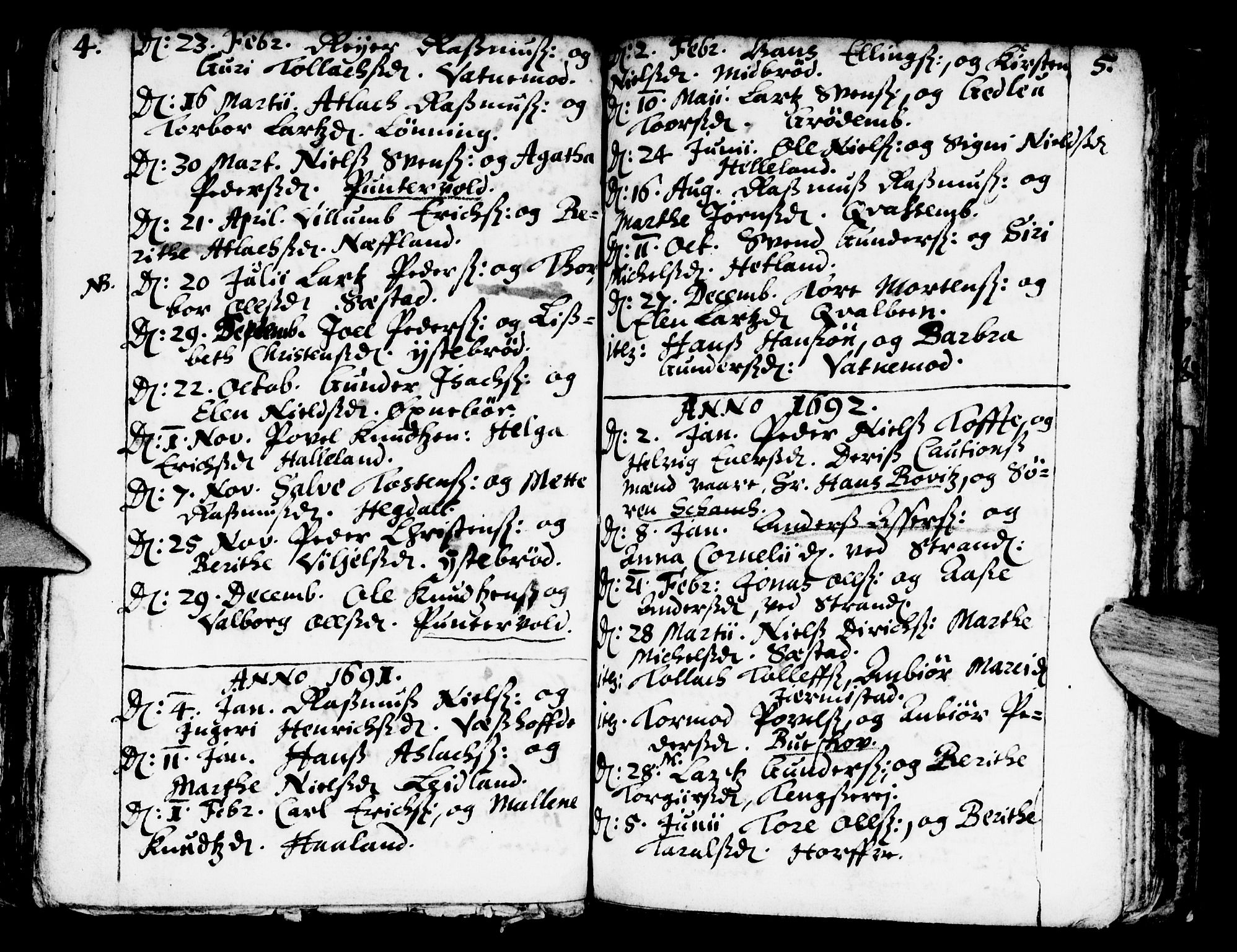 Eigersund sokneprestkontor, SAST/A-101807/S08/L0001: Parish register (official) no. A 1, 1664-1717, p. 4-5