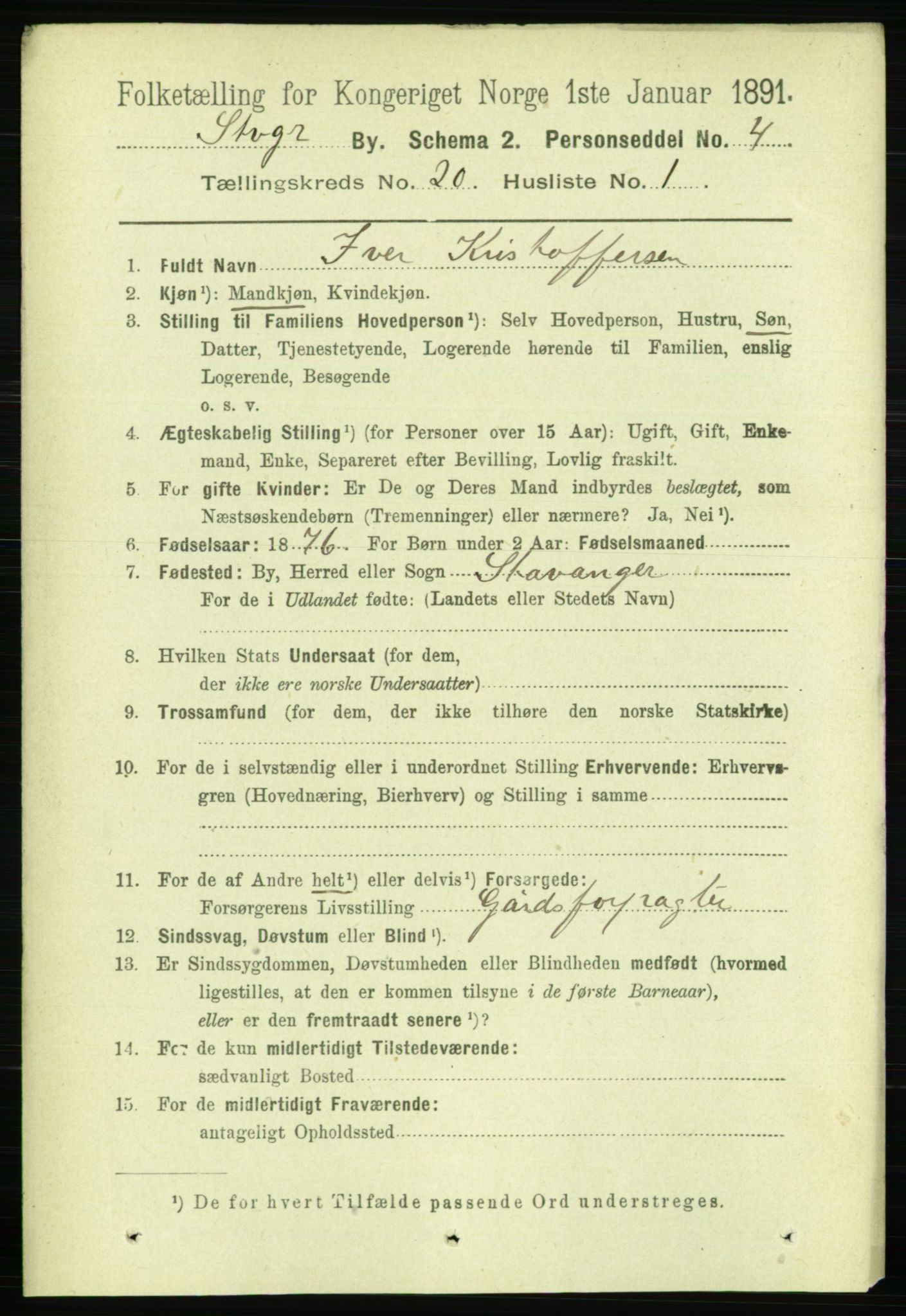 RA, 1891 census for 1103 Stavanger, 1891, p. 23059