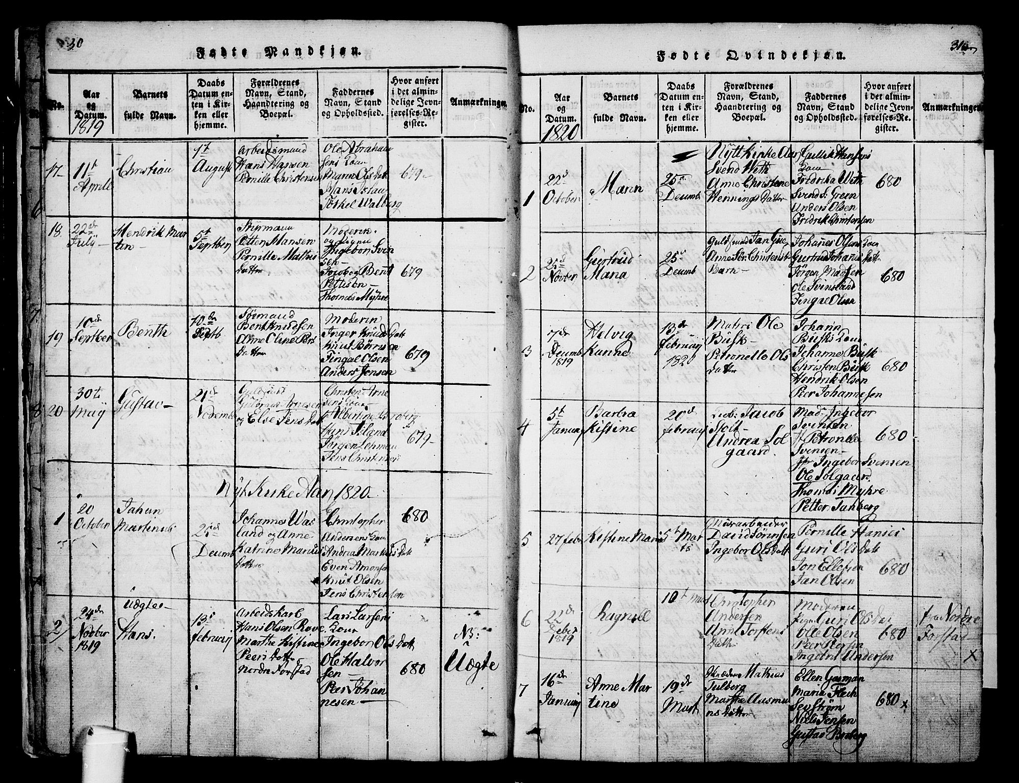Holmestrand kirkebøker, SAKO/A-346/G/Ga/L0001: Parish register (copy) no. 1, 1814-1848, p. 30-31