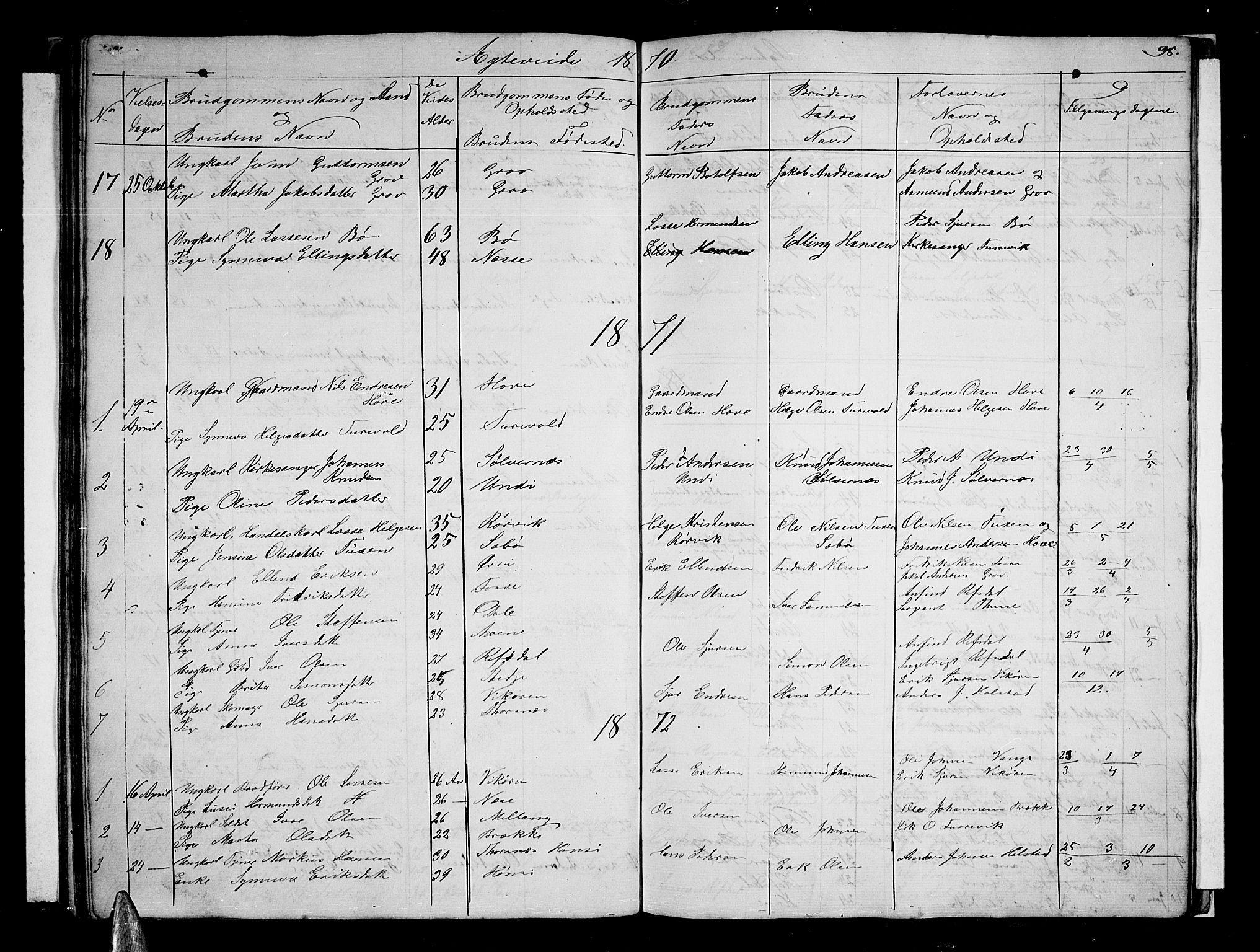 Vik sokneprestembete, SAB/A-81501: Parish register (copy) no. A 2, 1856-1877, p. 98