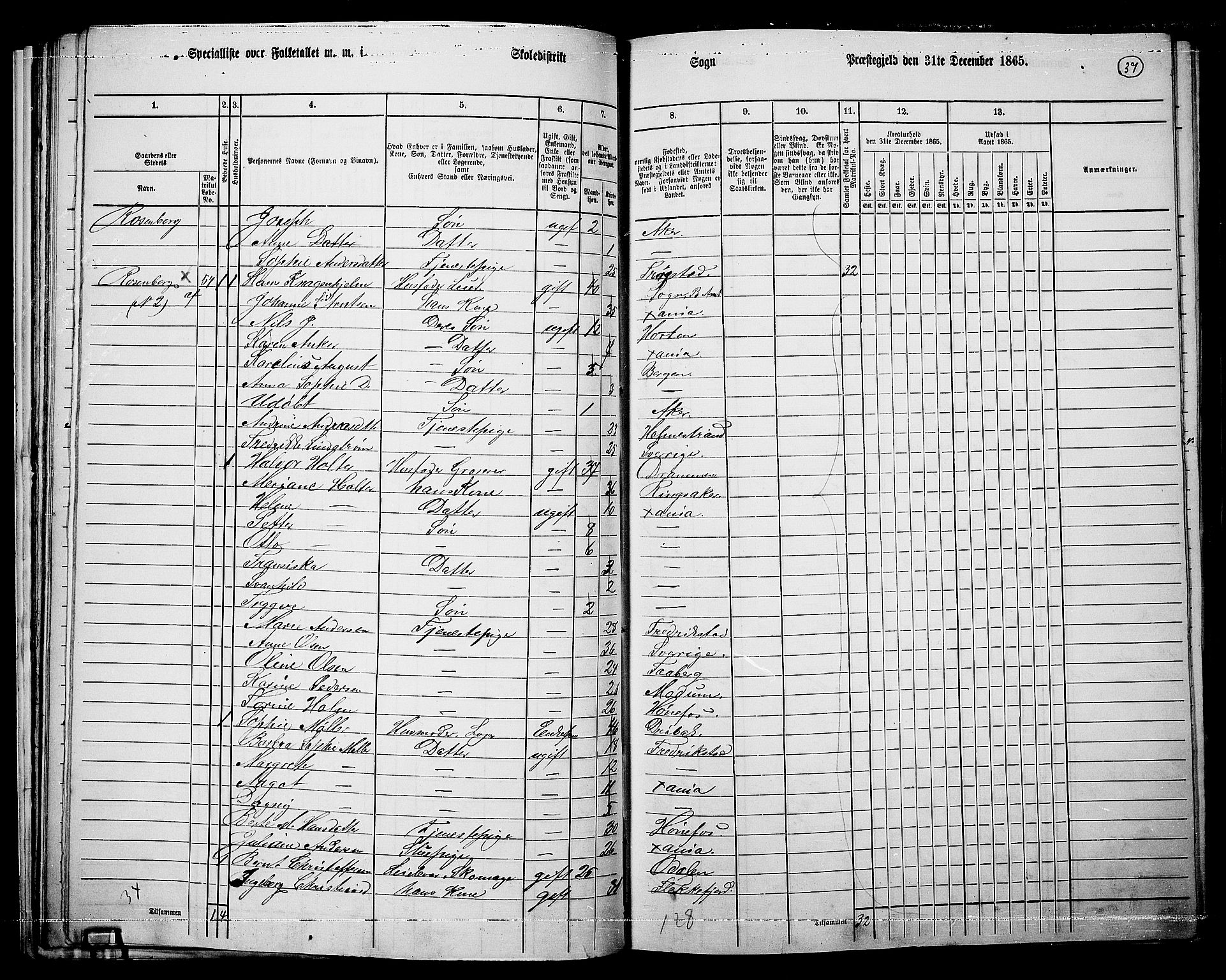 RA, 1865 census for Vestre Aker, 1865, p. 34