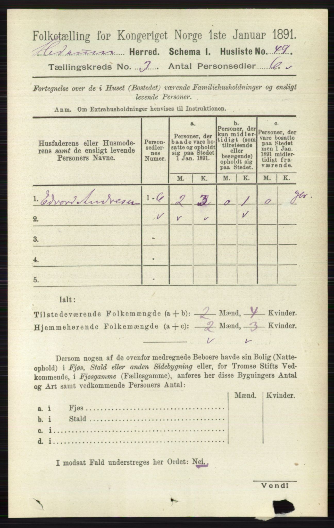 RA, 1891 census for 0727 Hedrum, 1891, p. 971