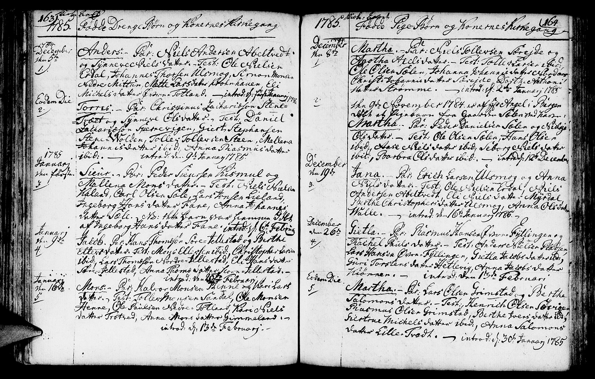 Fana Sokneprestembete, SAB/A-75101/H/Haa/Haaa/L0005: Parish register (official) no. A 5, 1773-1799, p. 163-164