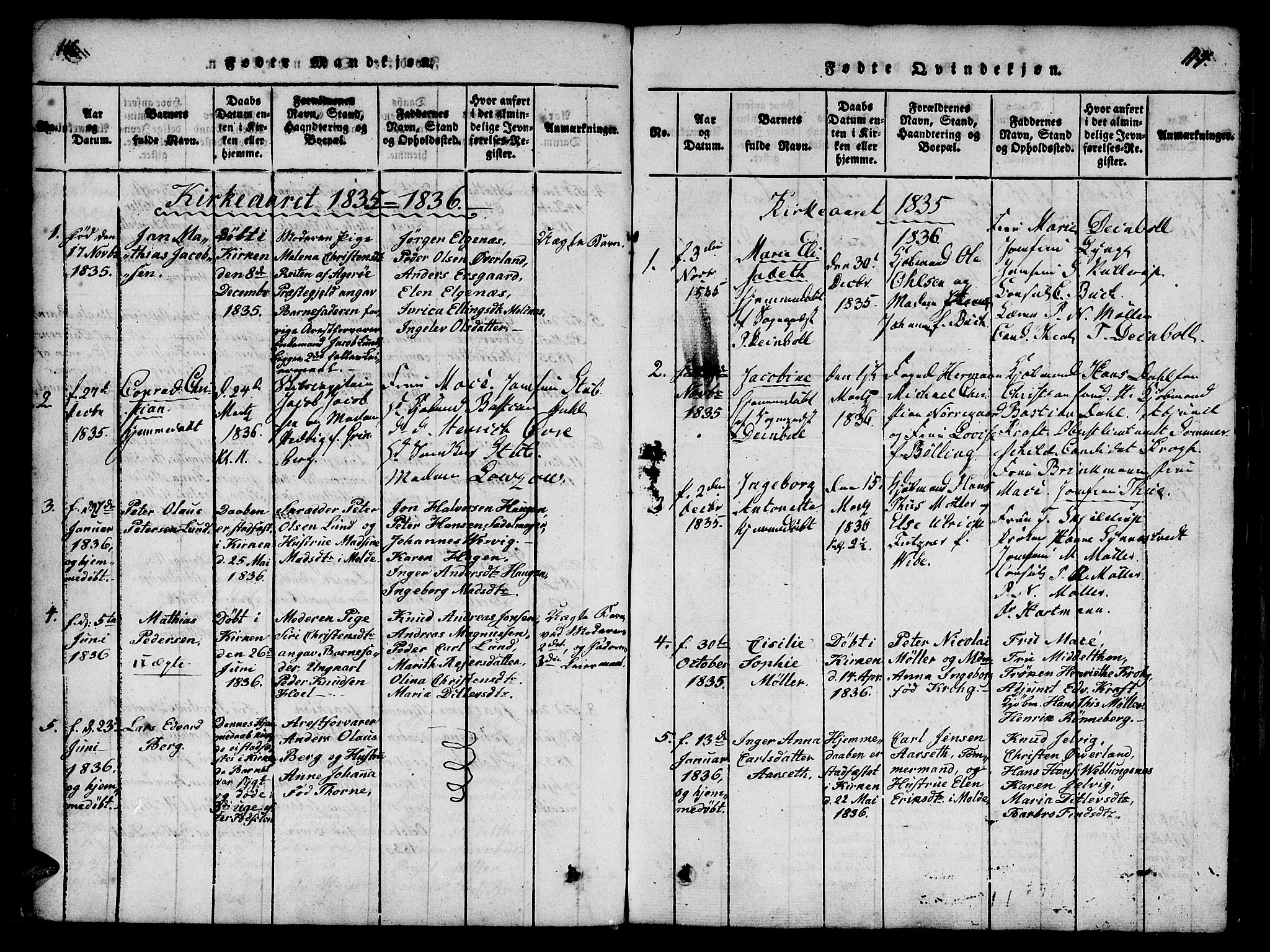 Ministerialprotokoller, klokkerbøker og fødselsregistre - Møre og Romsdal, SAT/A-1454/558/L0688: Parish register (official) no. 558A02, 1818-1843, p. 116-117
