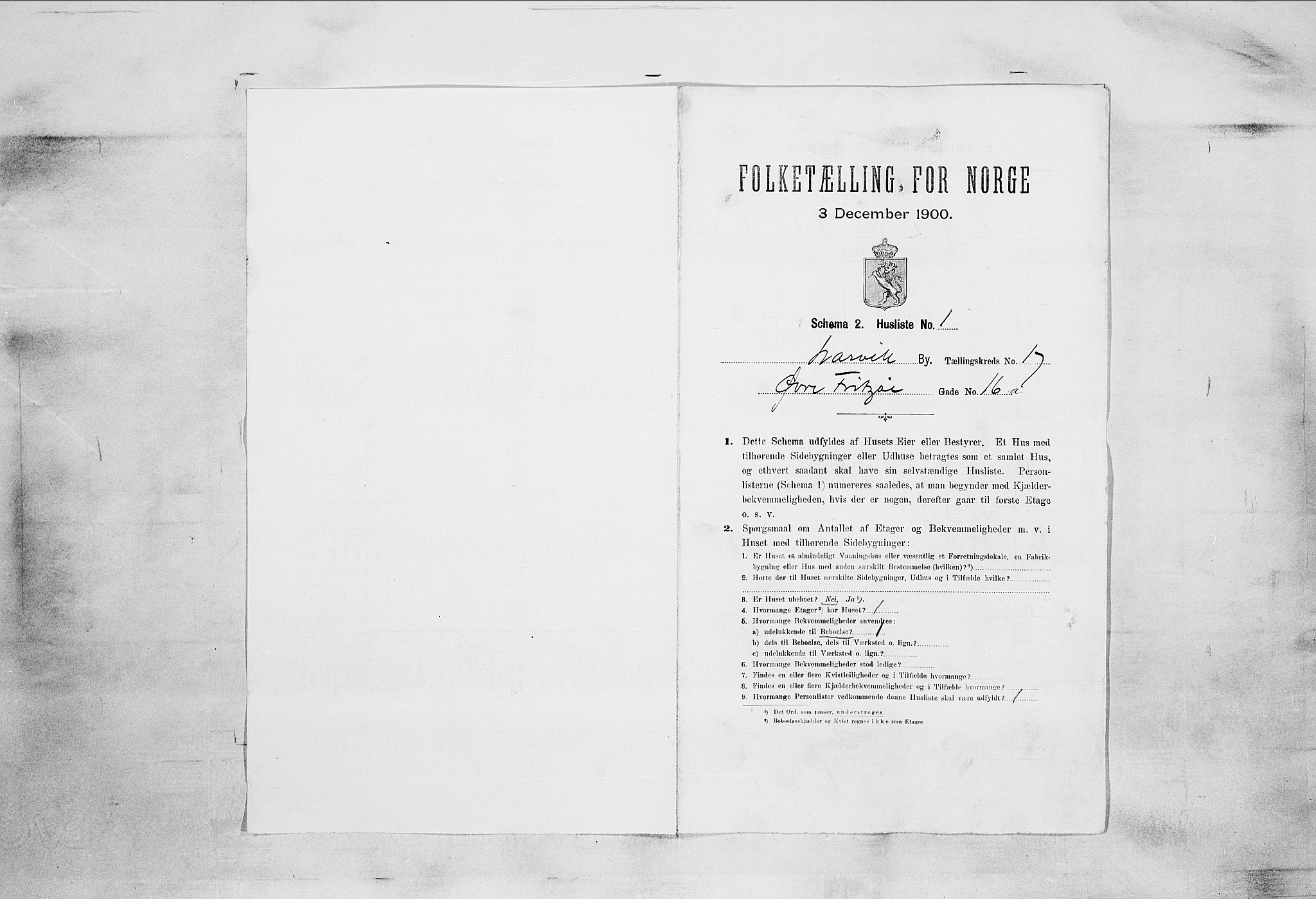 RA, 1900 census for Larvik, 1900, p. 1650