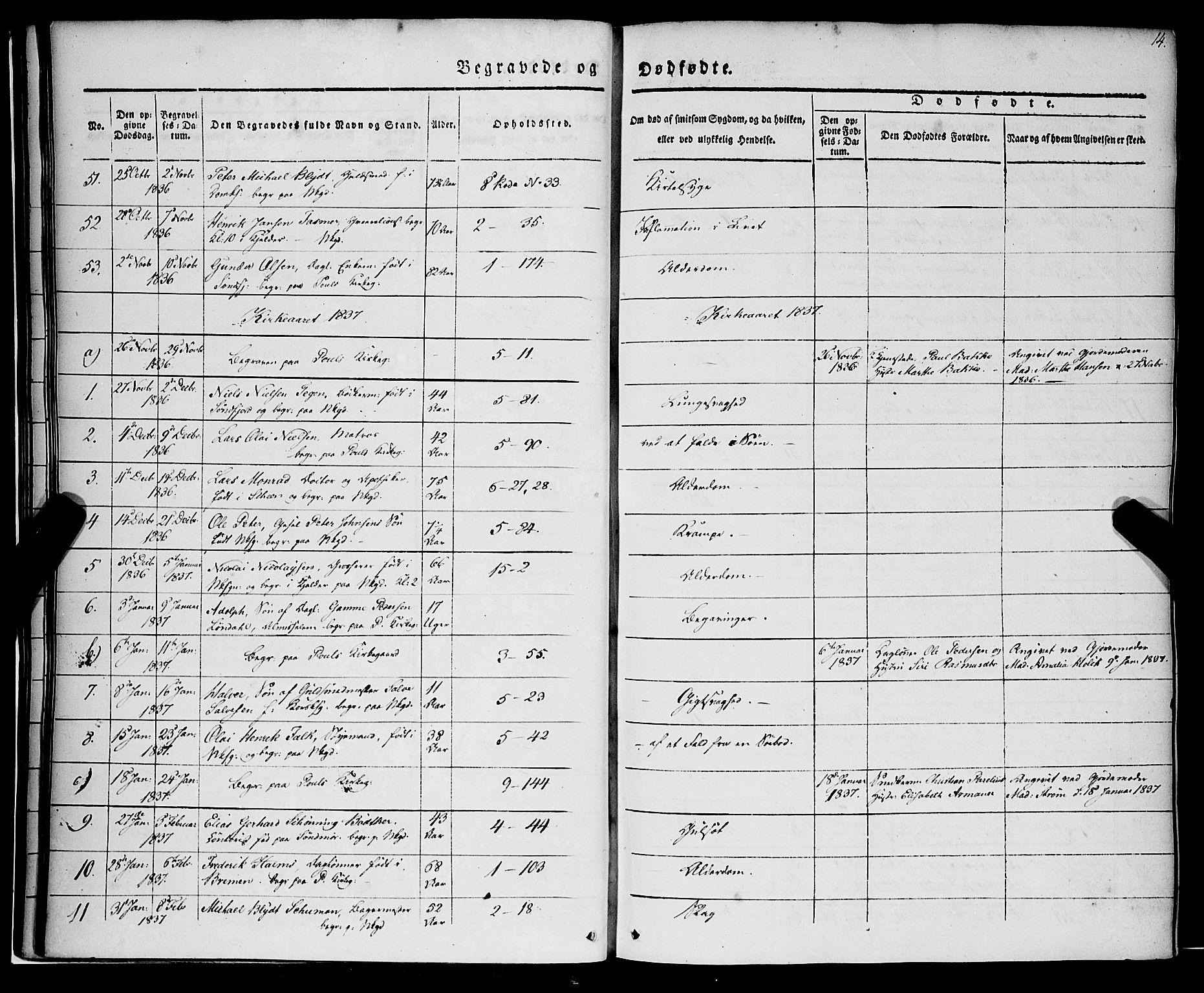 Nykirken Sokneprestembete, SAB/A-77101/H/Haa/L0041: Parish register (official) no. E 1, 1833-1850, p. 14