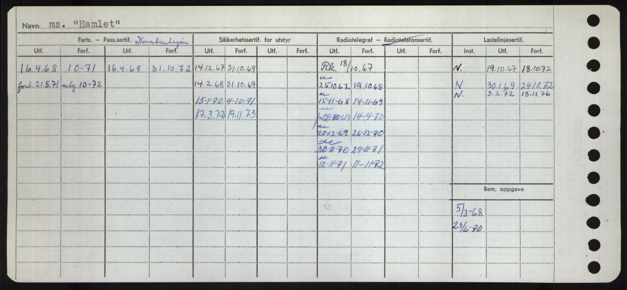 Sjøfartsdirektoratet med forløpere, Skipsmålingen, RA/S-1627/H/Hd/L0014: Fartøy, H-Havl, p. 164