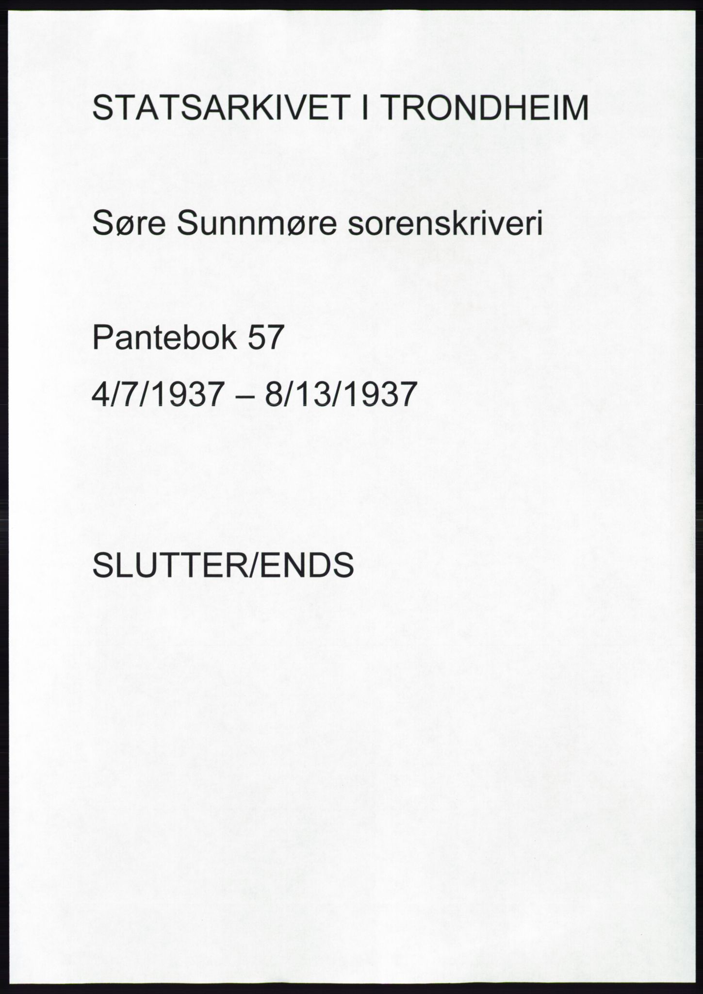 Søre Sunnmøre sorenskriveri, AV/SAT-A-4122/1/2/2C/L0063: Mortgage book no. 57, 1937-1937