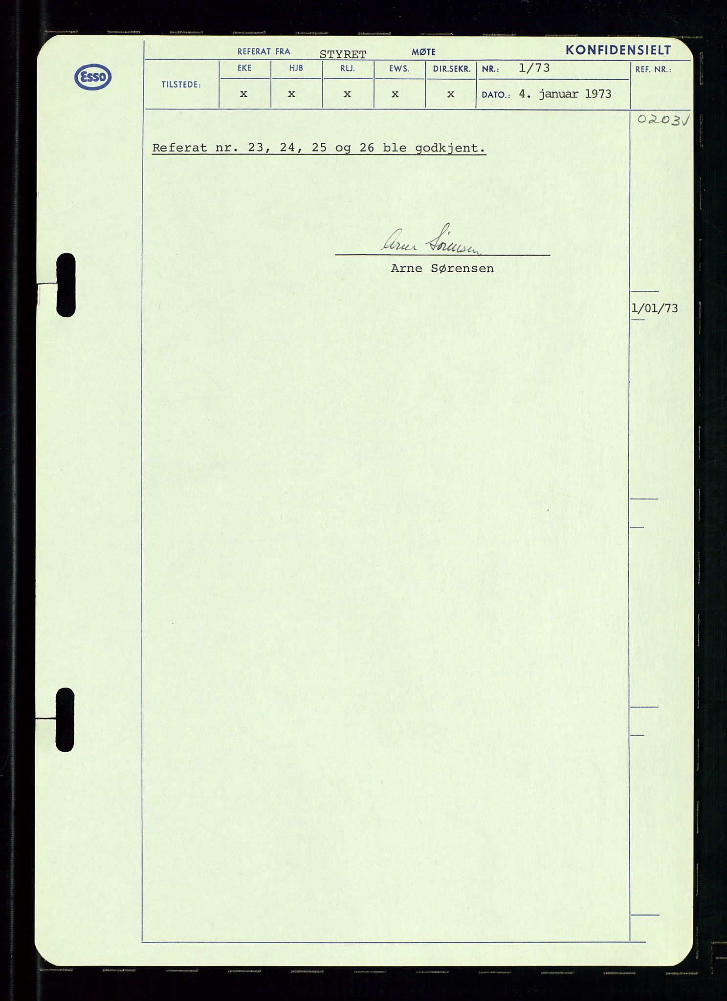 Pa 0982 - Esso Norge A/S, AV/SAST-A-100448/A/Aa/L0003/0002: Den administrerende direksjon Board minutes (styrereferater) og Bedriftforsamlingsprotokoll / Den administrerende direksjon Board minutes (styrereferater), 1970-1974, p. 92