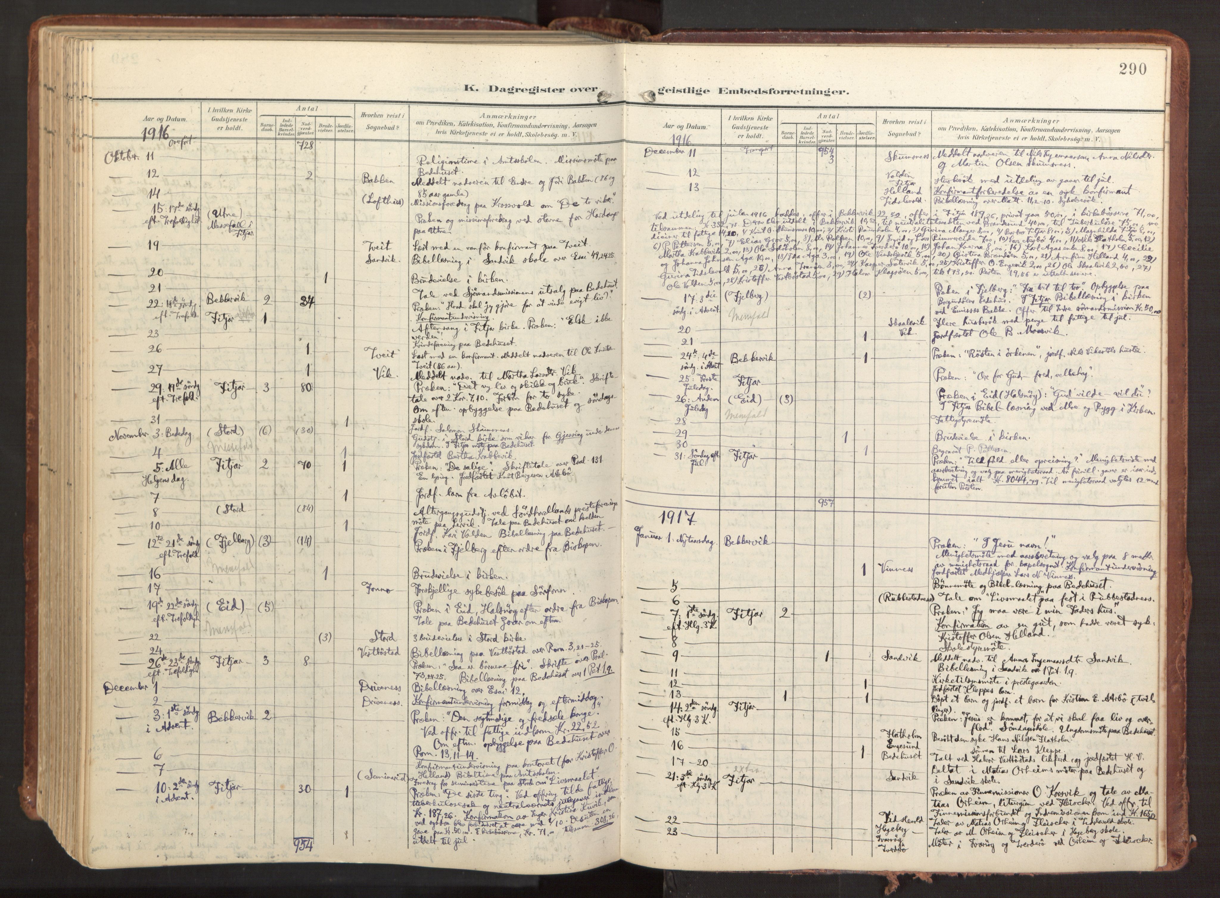 Fitjar sokneprestembete, SAB/A-99926: Parish register (official) no. A 3, 1900-1918, p. 290