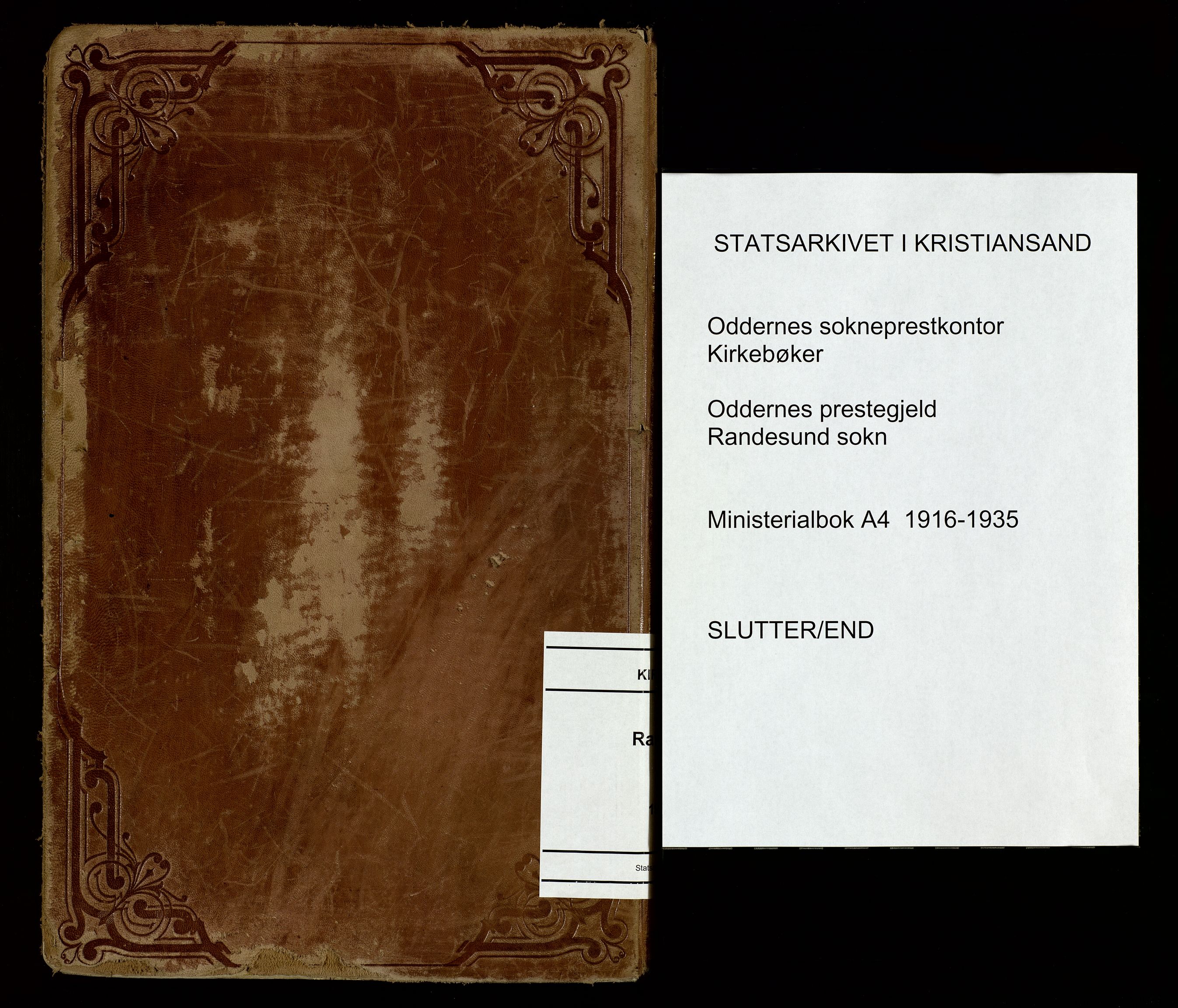 Oddernes sokneprestkontor, SAK/1111-0033/F/Fa/Fab/L0004: Parish register (official) no. A 4, 1916-1935