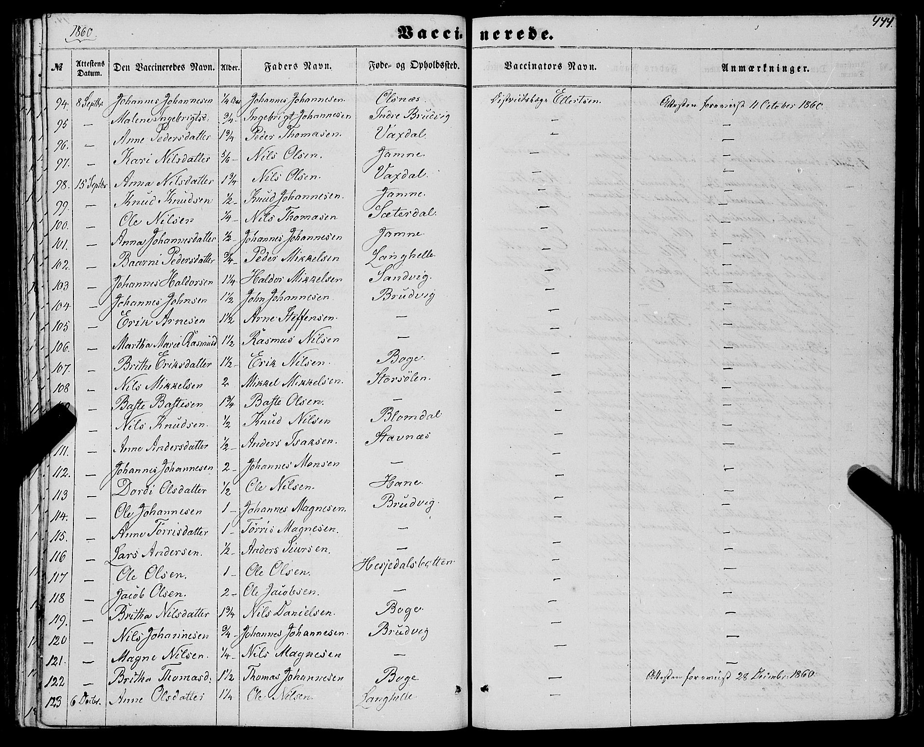 Haus sokneprestembete, AV/SAB-A-75601/H/Haa: Parish register (official) no. A 17, 1858-1870, p. 444