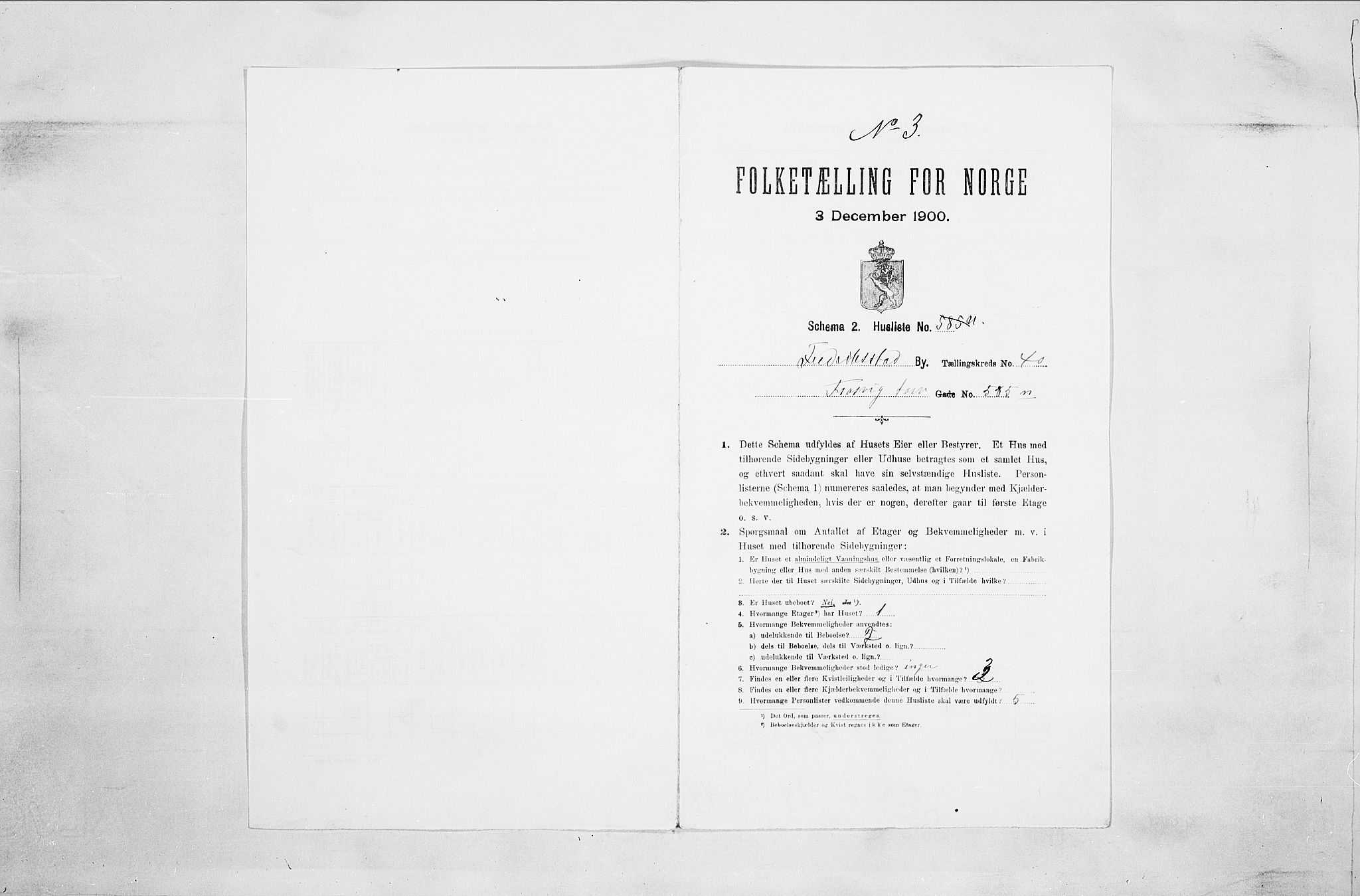 SAO, 1900 census for Fredrikstad, 1900