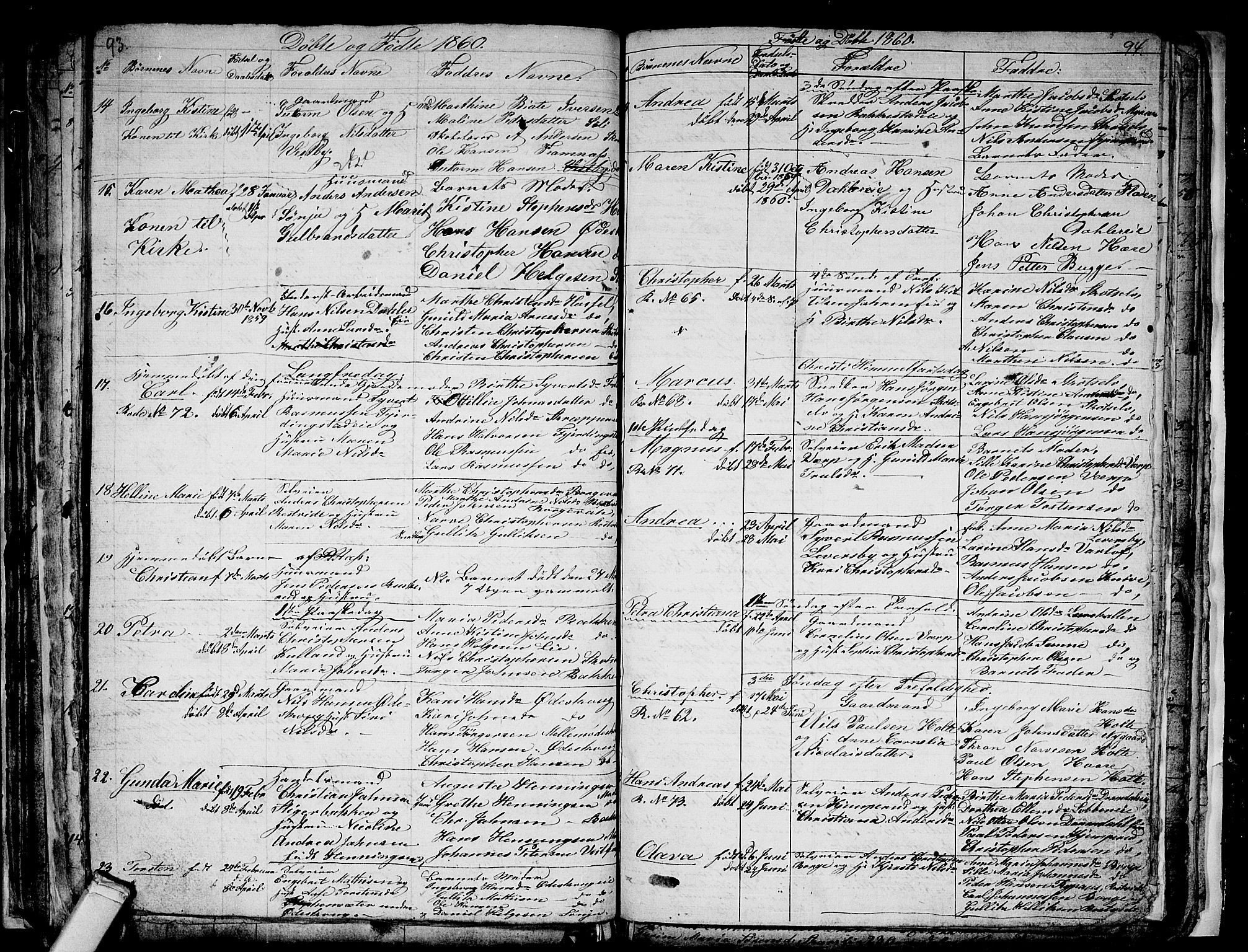 Eiker kirkebøker, AV/SAKO-A-4/G/Gb/L0001: Parish register (copy) no. II 1, 1844-1864, p. 93-94