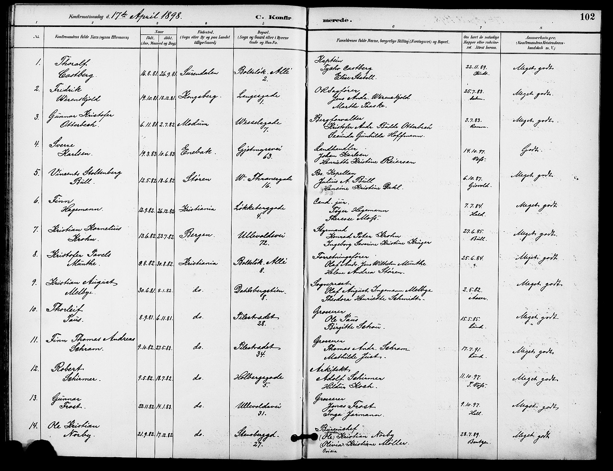 Gamle Aker prestekontor Kirkebøker, SAO/A-10617a/F/L0009: Parish register (official) no. 9, 1890-1898, p. 102