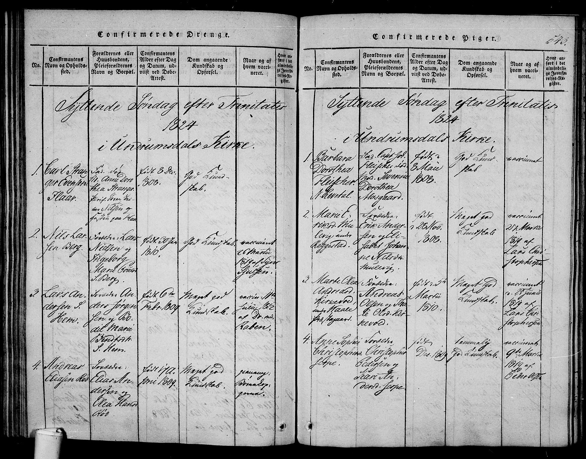 Våle kirkebøker, AV/SAKO-A-334/F/Fa/L0007: Parish register (official) no. I 7, 1814-1824, p. 542-543