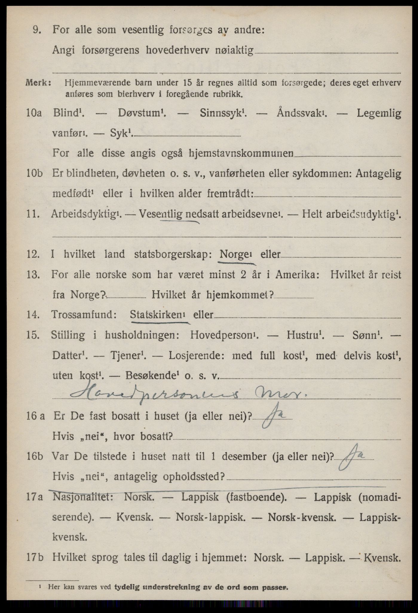 SAT, 1920 census for Orkland, 1920, p. 3805