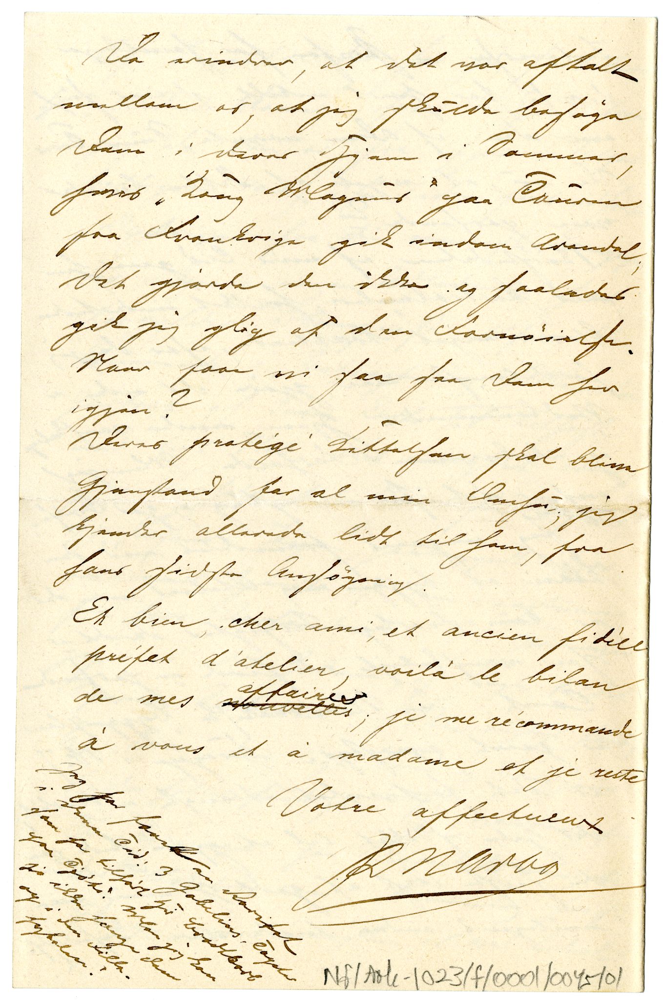 Diderik Maria Aalls brevsamling, NF/Ark-1023/F/L0001: D.M. Aalls brevsamling. A - B, 1738-1889, p. 539