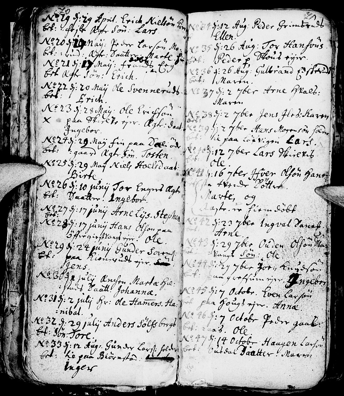 Nes prestekontor, Hedmark, AV/SAH-PREST-020/L/La/L0001: Parish register (copy) no. 1, 1663-1784, p. 70-71