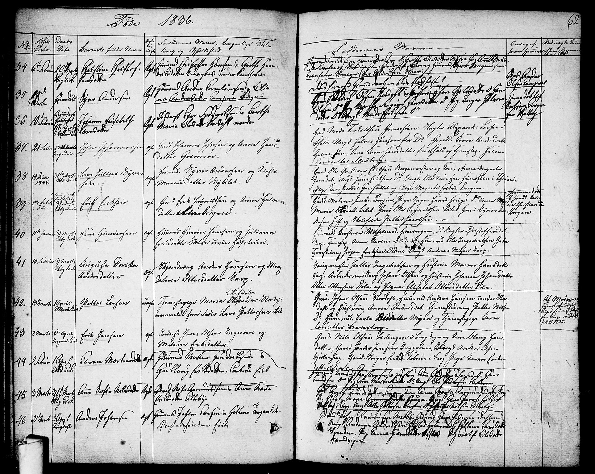 Skjeberg prestekontor Kirkebøker, SAO/A-10923/F/Fa/L0005: Parish register (official) no. I 5, 1830-1845, p. 62