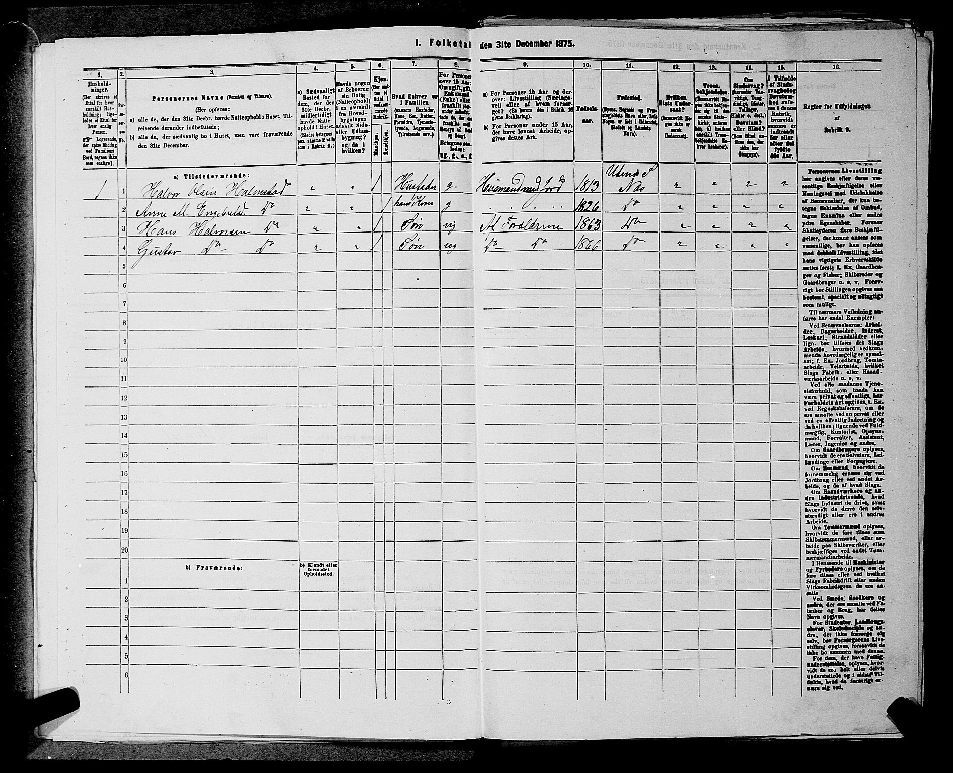 RA, 1875 census for 0236P Nes, 1875, p. 2489