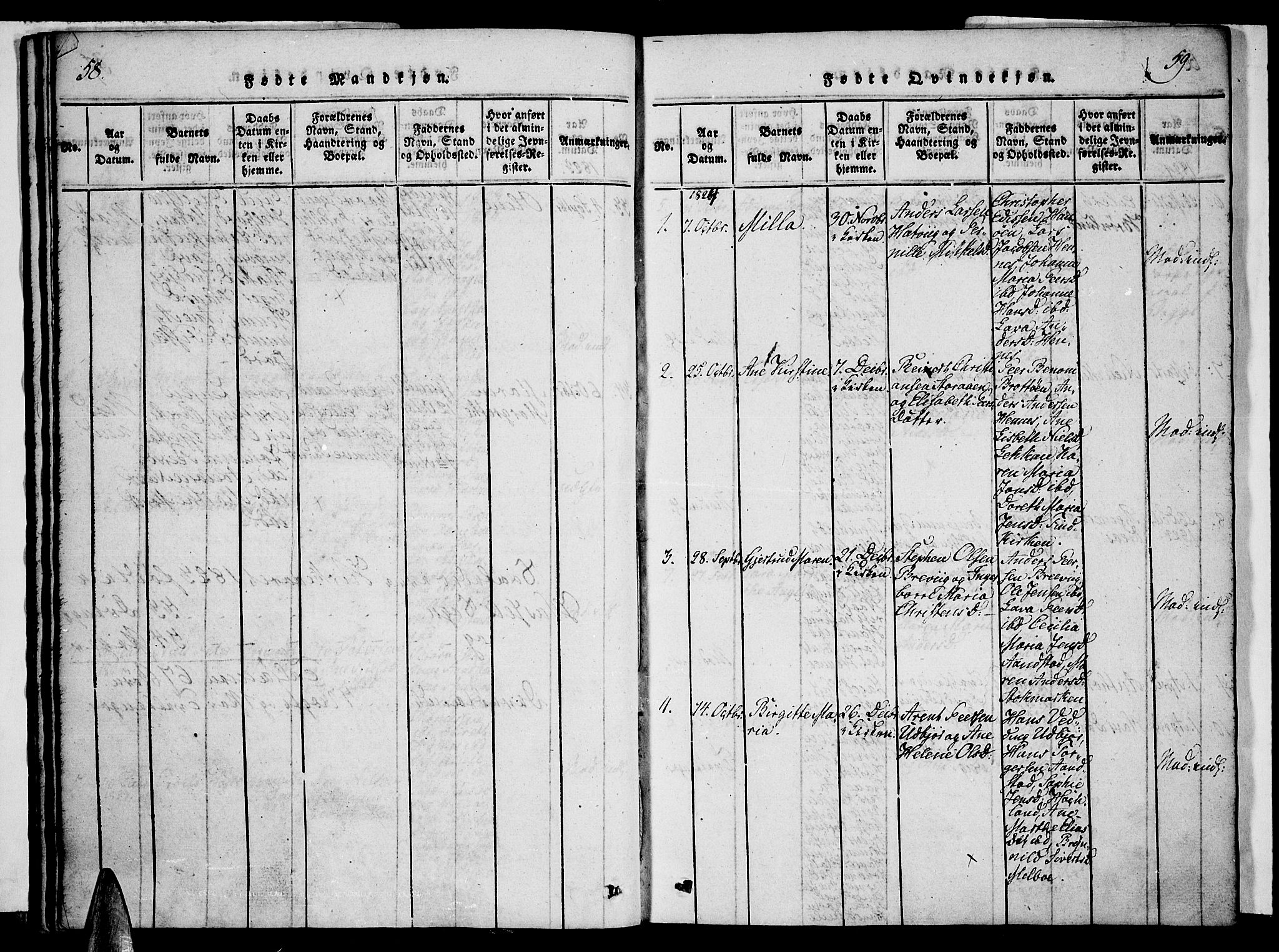 Ministerialprotokoller, klokkerbøker og fødselsregistre - Nordland, AV/SAT-A-1459/888/L1237: Parish register (official) no. 888A05 /1, 1820-1836, p. 58-59