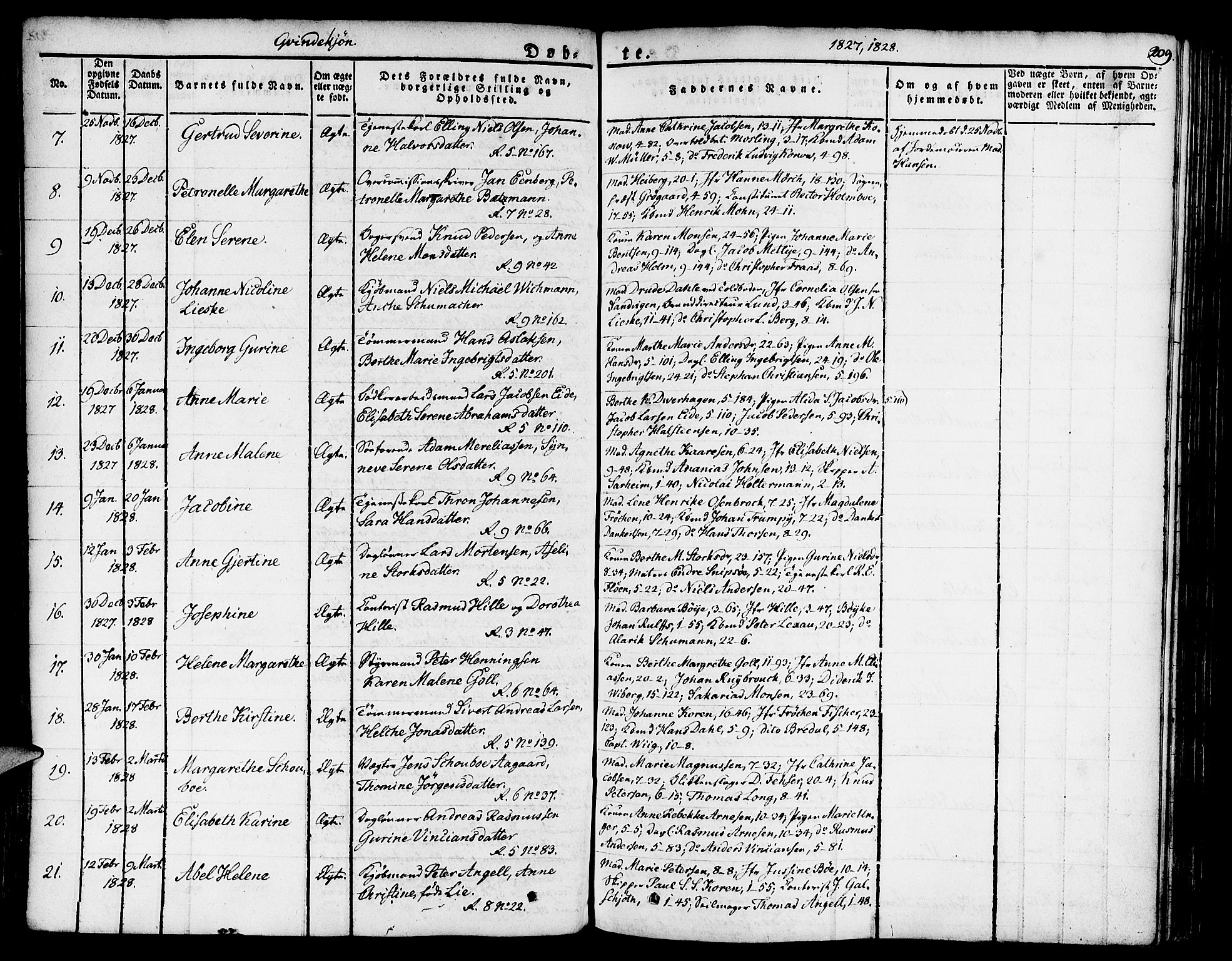 Nykirken Sokneprestembete, SAB/A-77101/H/Haa/L0012: Parish register (official) no. A 12, 1821-1844, p. 209