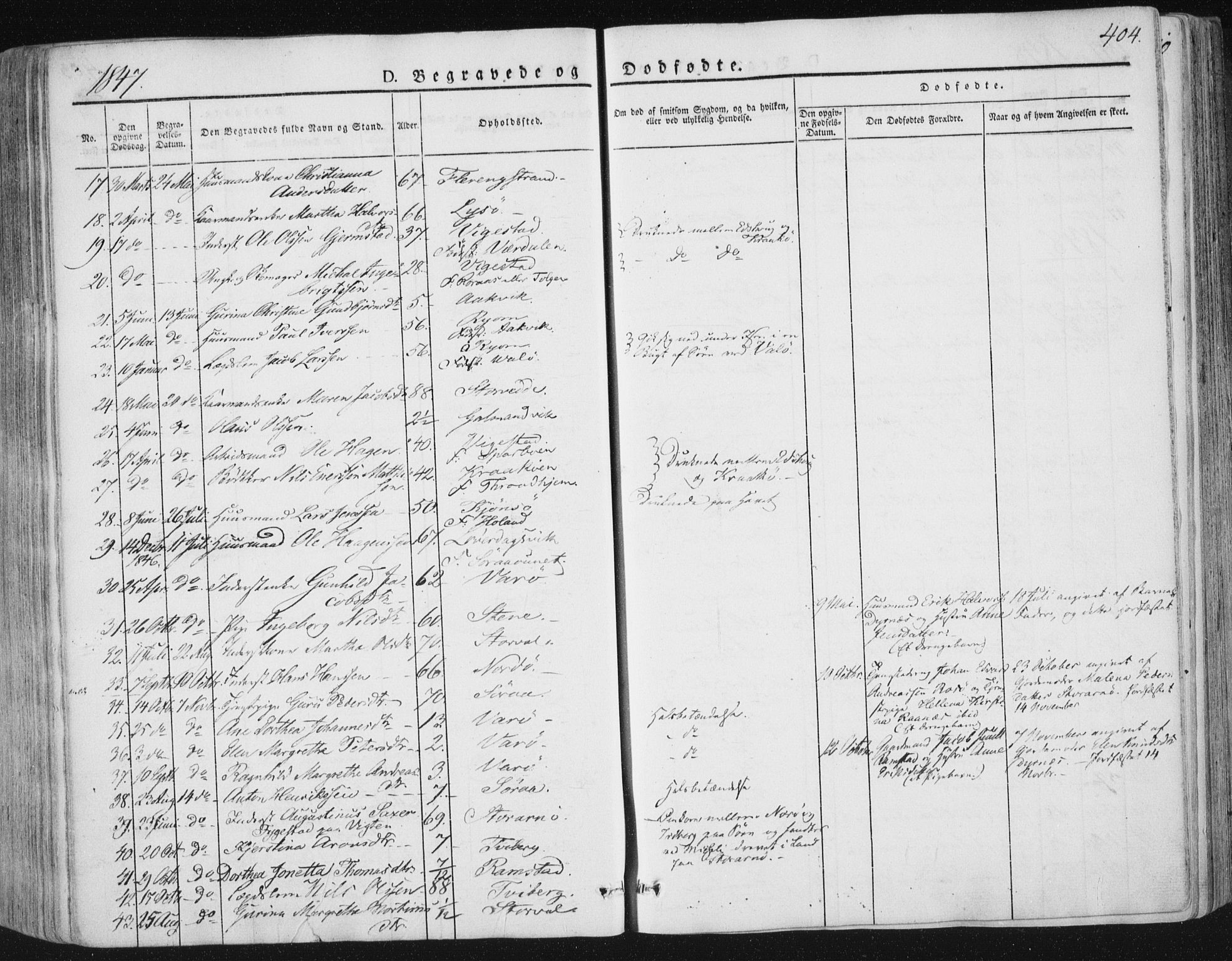 Ministerialprotokoller, klokkerbøker og fødselsregistre - Nord-Trøndelag, AV/SAT-A-1458/784/L0669: Parish register (official) no. 784A04, 1829-1859, p. 404