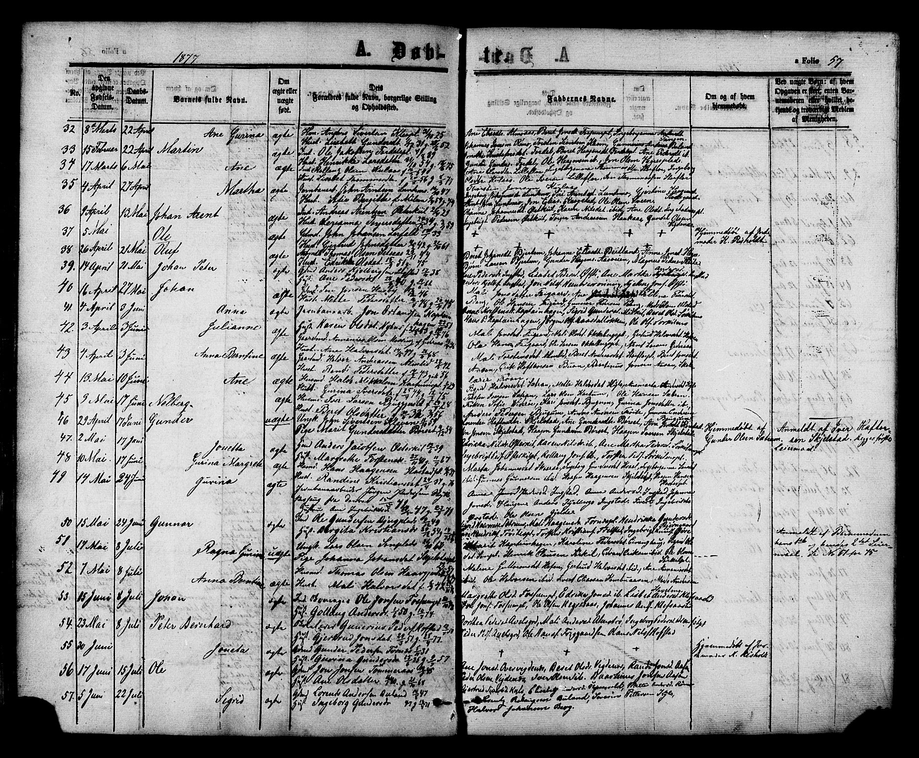 Ministerialprotokoller, klokkerbøker og fødselsregistre - Nord-Trøndelag, AV/SAT-A-1458/703/L0029: Parish register (official) no. 703A02, 1863-1879, p. 57