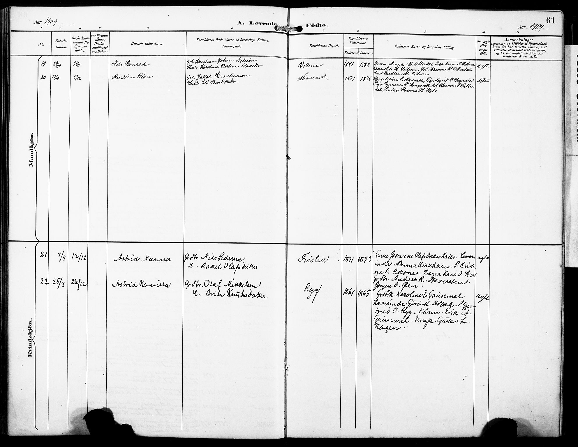 Hornindal sokneprestembete, SAB/A-82401/H/Hab: Parish register (copy) no. A 2, 1894-1927, p. 61