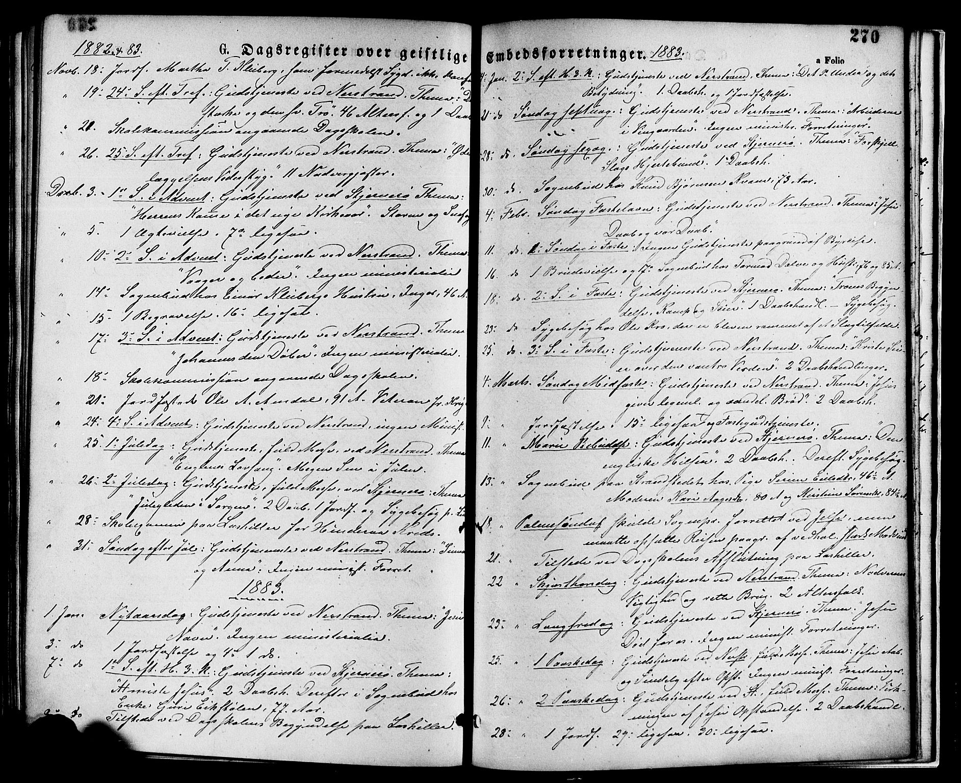 Nedstrand sokneprestkontor, SAST/A-101841/01/IV: Parish register (official) no. A 11, 1877-1887, p. 270