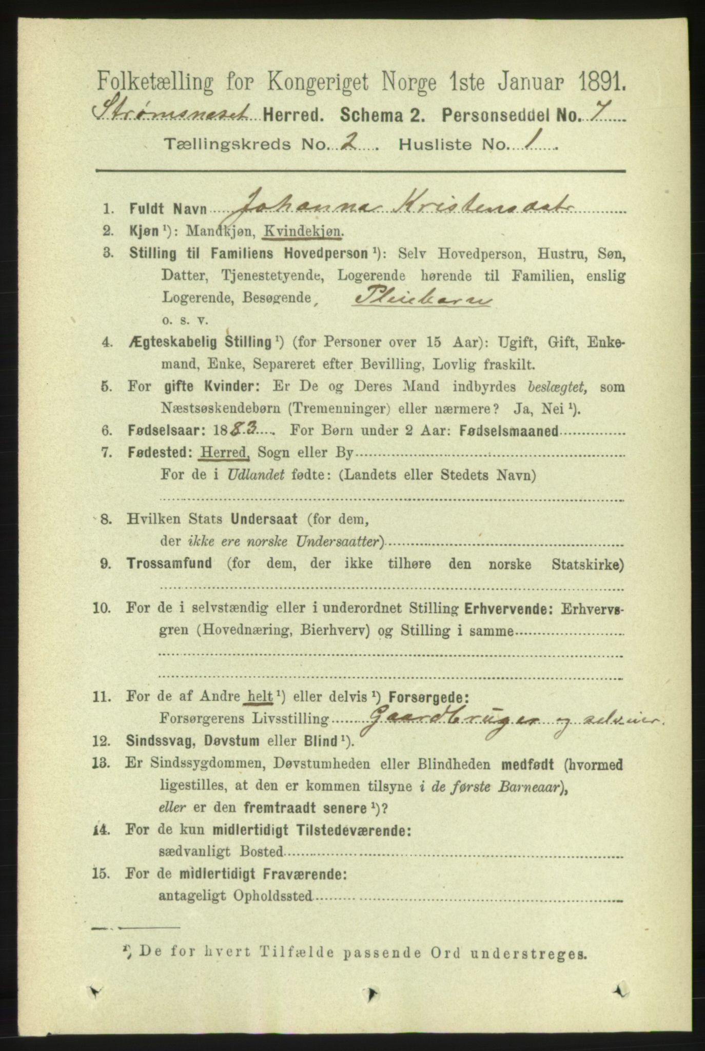 RA, 1891 census for 1559 Straumsnes, 1891, p. 218