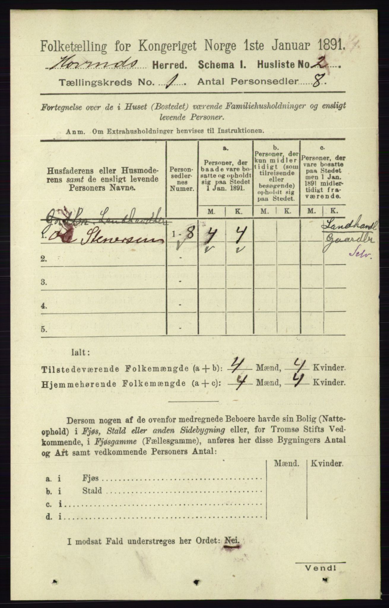 RA, 1891 census for 0825 Hovin, 1891, p. 18