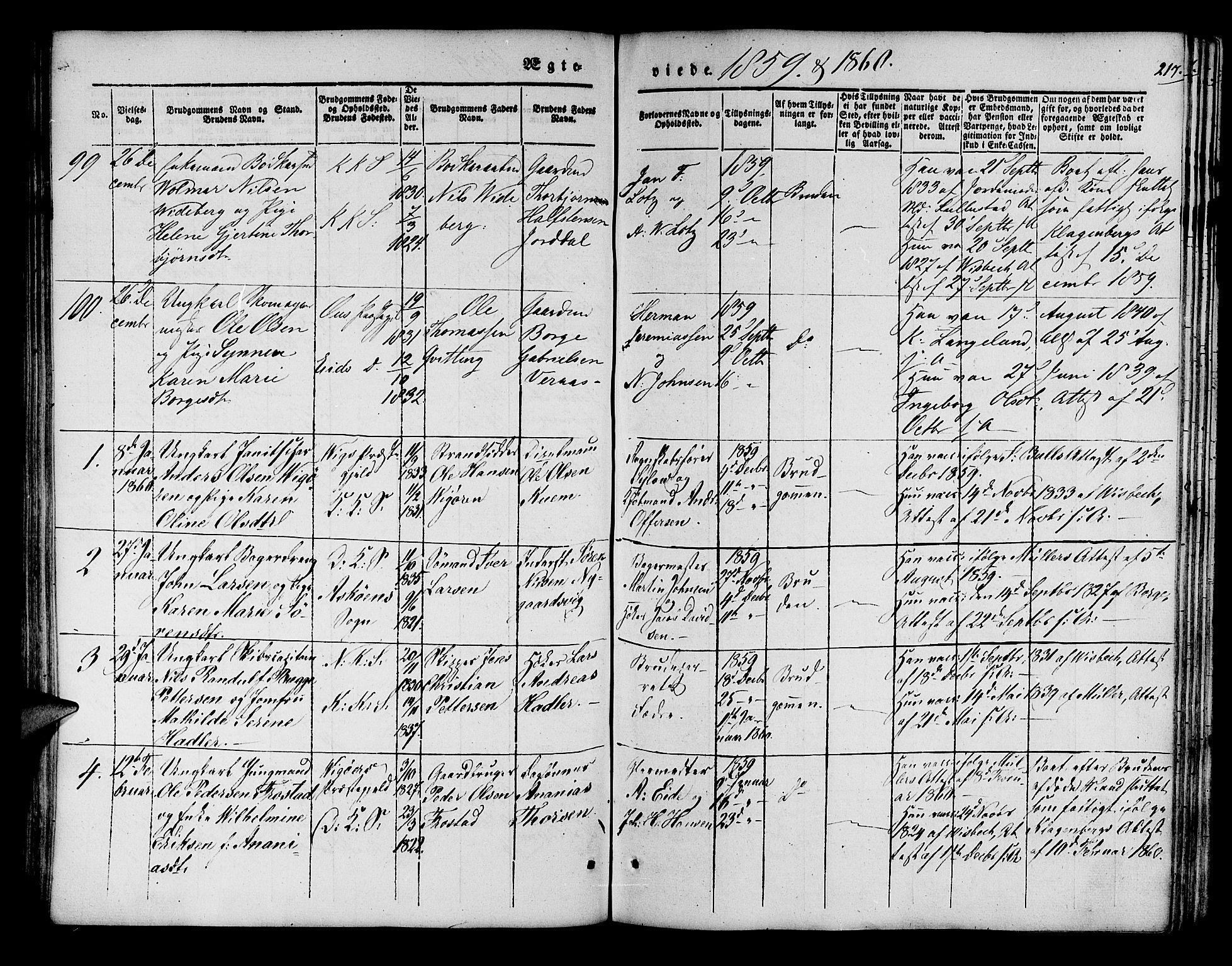 Korskirken sokneprestembete, SAB/A-76101/H/Hab: Parish register (copy) no. D 1, 1840-1867, p. 217