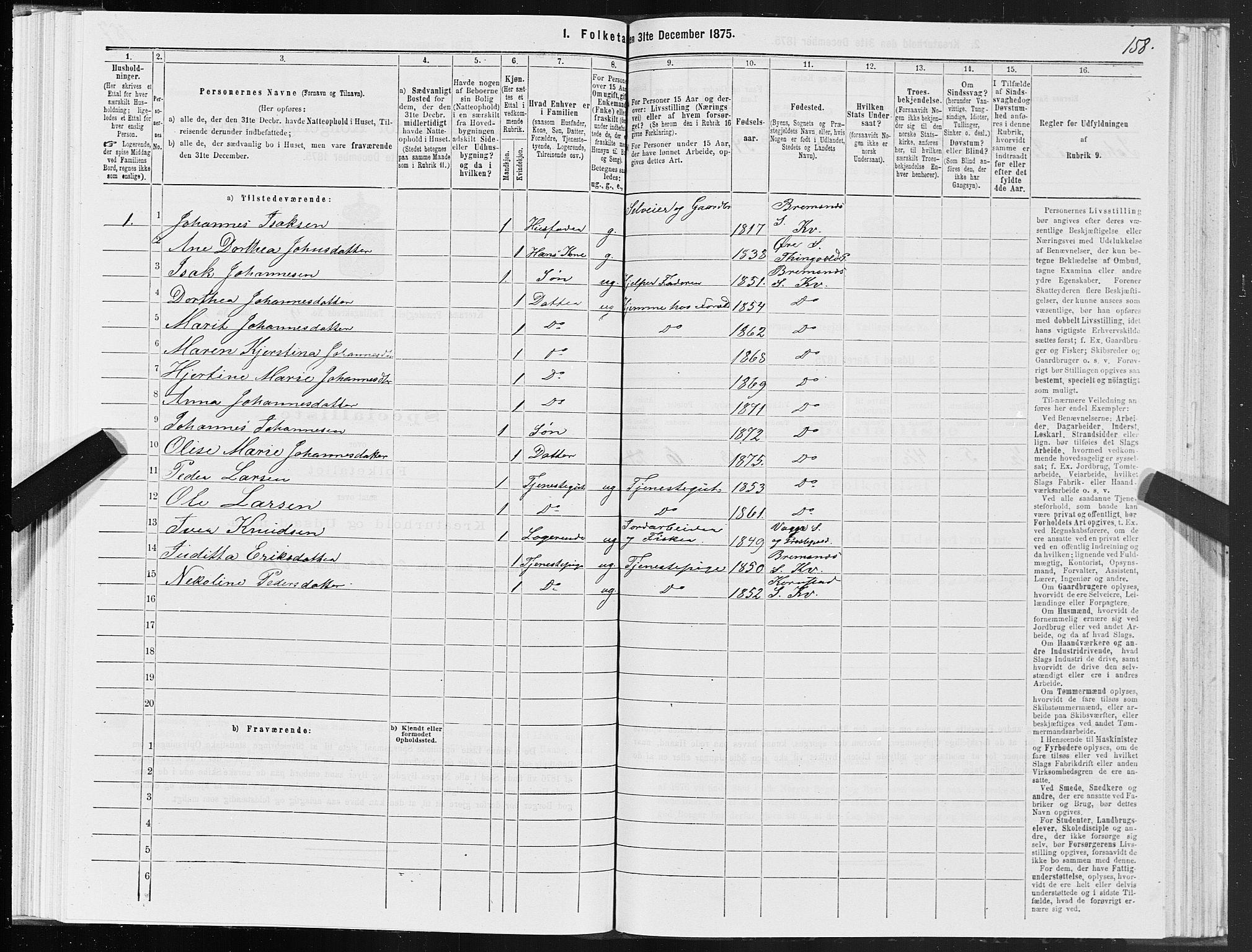 SAT, 1875 census for 1553P Kvernes, 1875, p. 5158