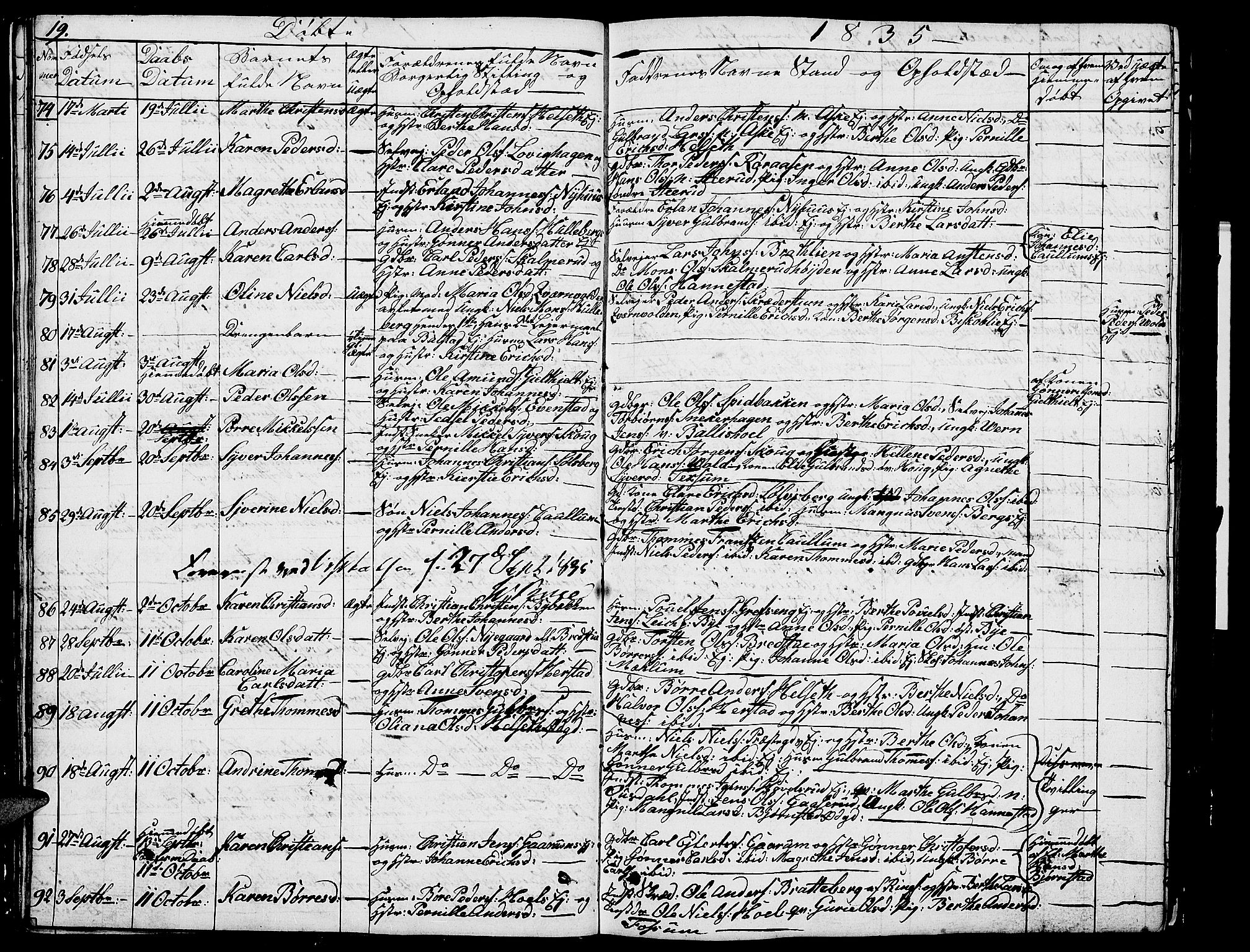 Nes prestekontor, Hedmark, AV/SAH-PREST-020/L/La/L0004: Parish register (copy) no. 4, 1832-1861, p. 19