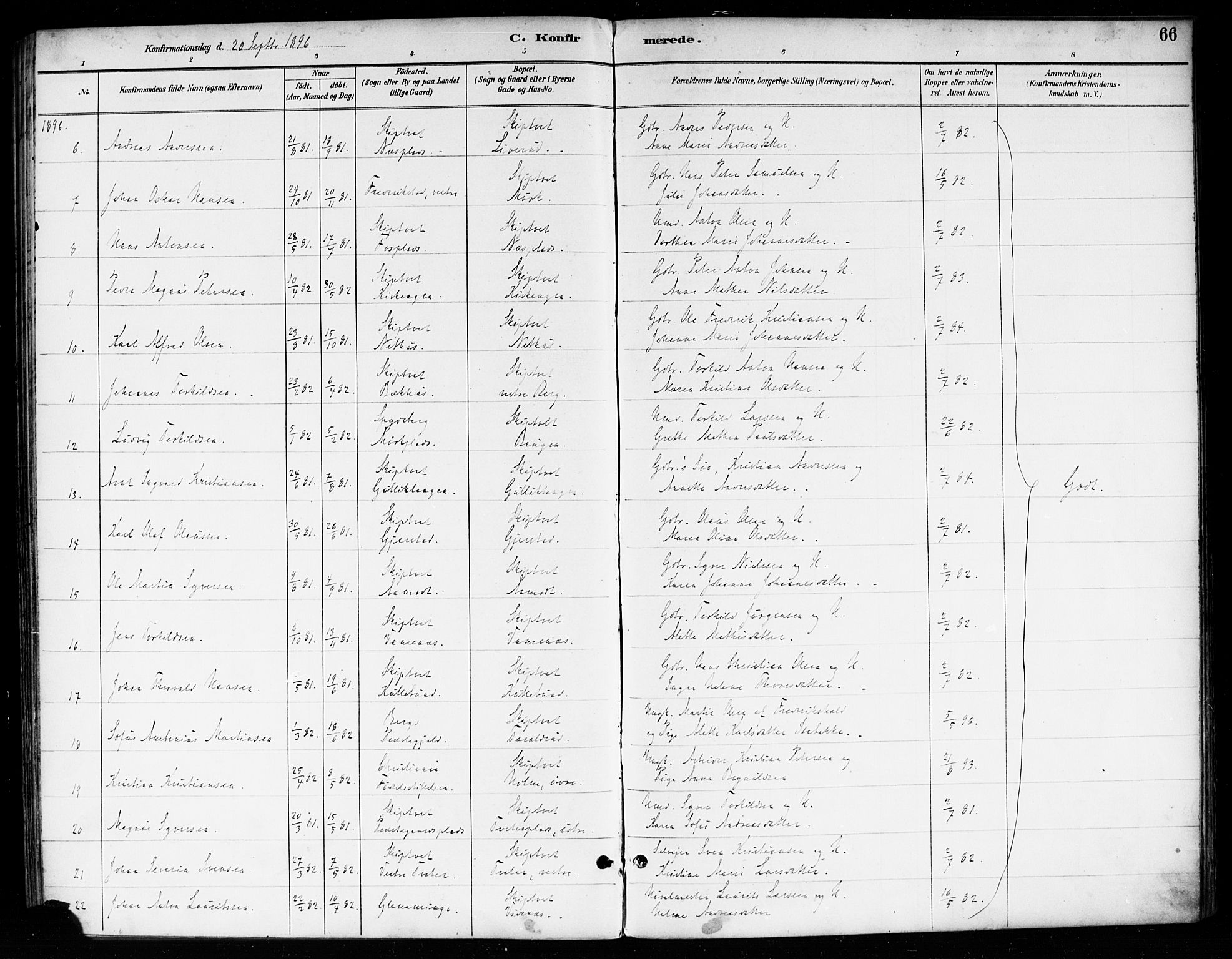 Skiptvet prestekontor Kirkebøker, SAO/A-20009/F/Fa/L0010: Parish register (official) no. 10, 1890-1900, p. 66