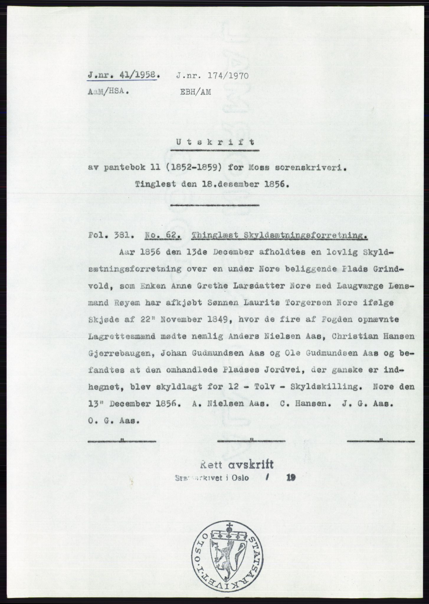 Statsarkivet i Oslo, SAO/A-10621/Z/Zd/L0008: Avskrifter, j.nr 14-1096/1958, 1958, p. 14