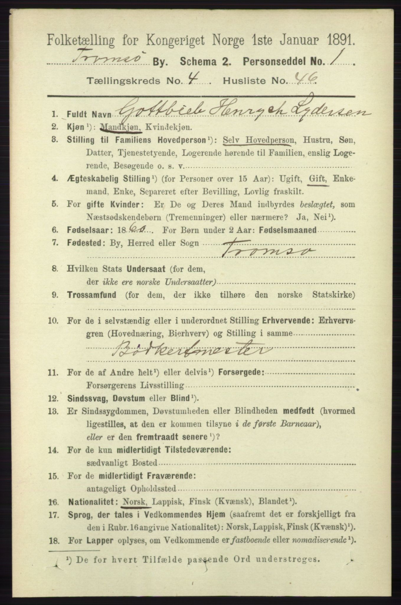 RA, 1891 census for 1902 Tromsø, 1891, p. 4722