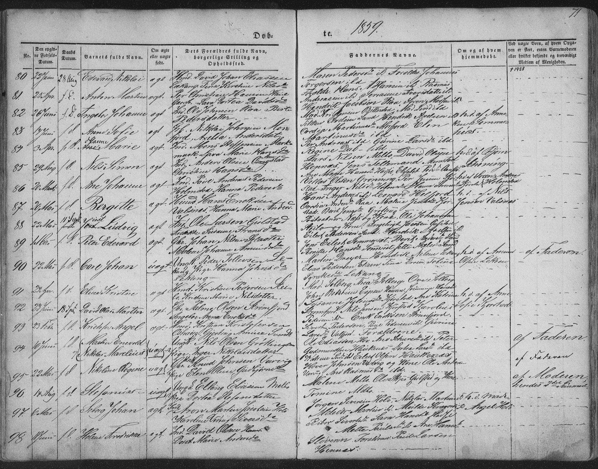 Ministerialprotokoller, klokkerbøker og fødselsregistre - Nordland, SAT/A-1459/888/L1241: Parish register (official) no. 888A07, 1849-1869, p. 71