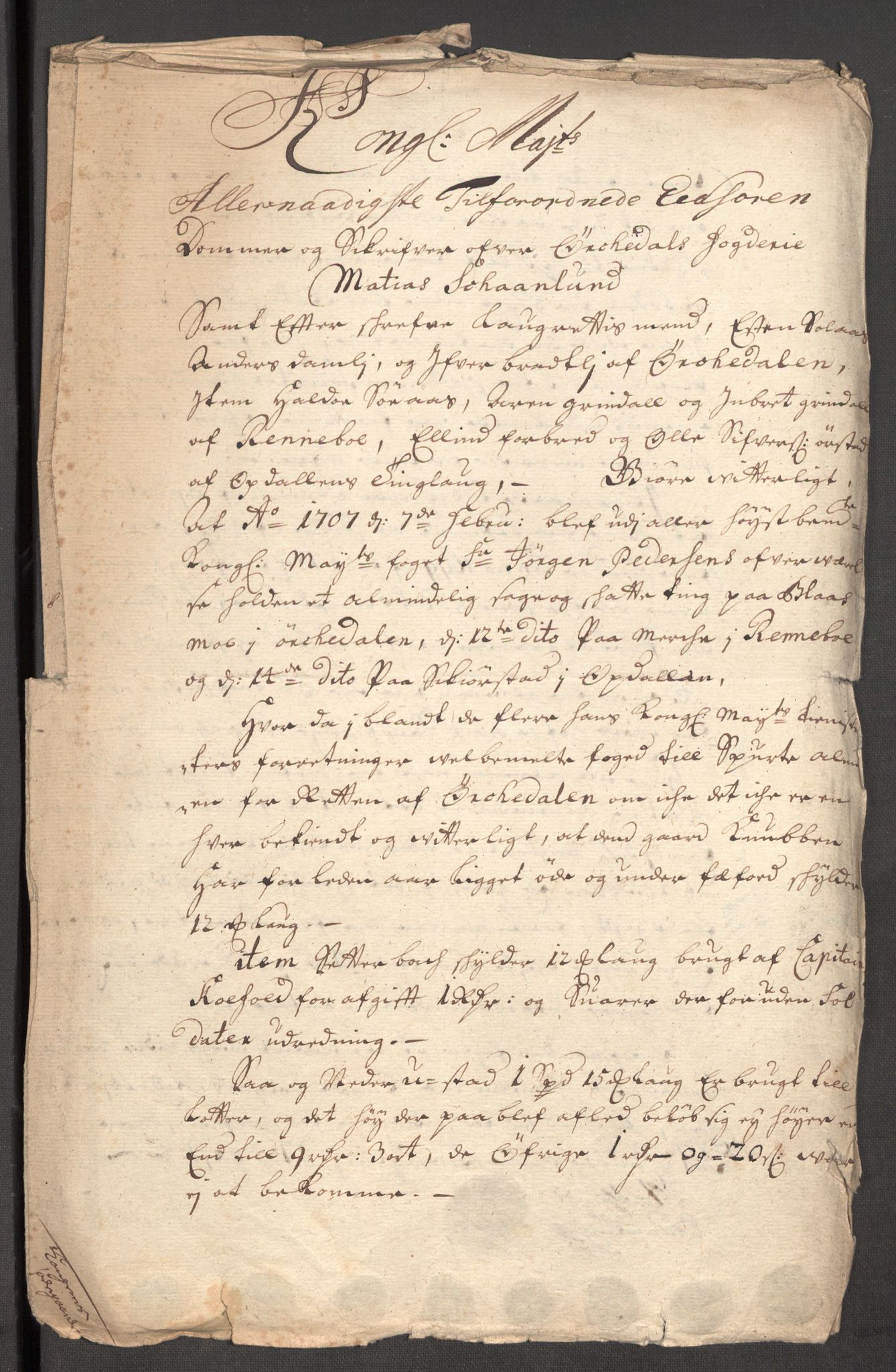 Rentekammeret inntil 1814, Reviderte regnskaper, Fogderegnskap, AV/RA-EA-4092/R60/L3956: Fogderegnskap Orkdal og Gauldal, 1706, p. 203