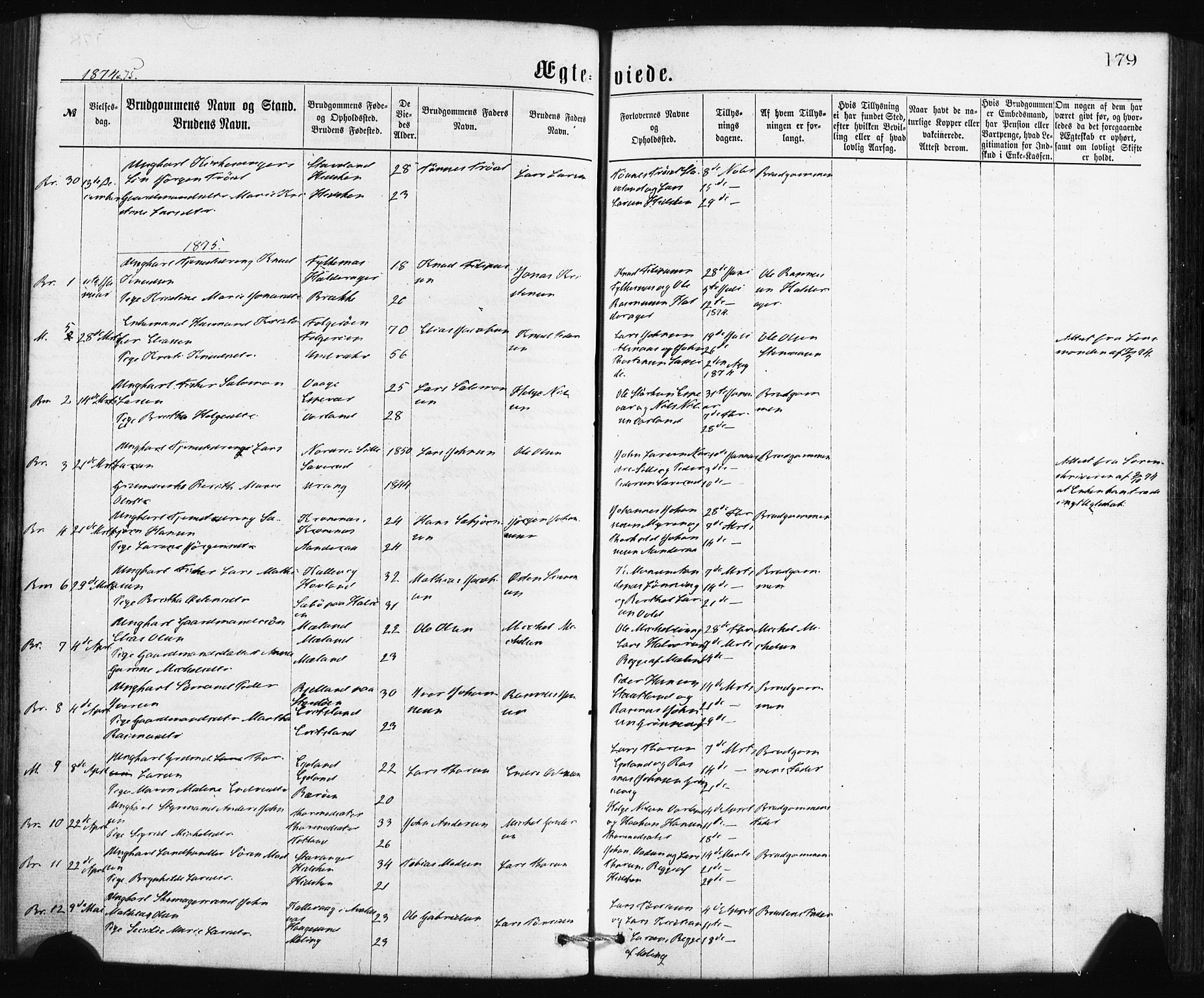 Finnås sokneprestembete, SAB/A-99925/H/Ha/Haa/Haaa/L0009: Parish register (official) no. A 9, 1873-1881, p. 179
