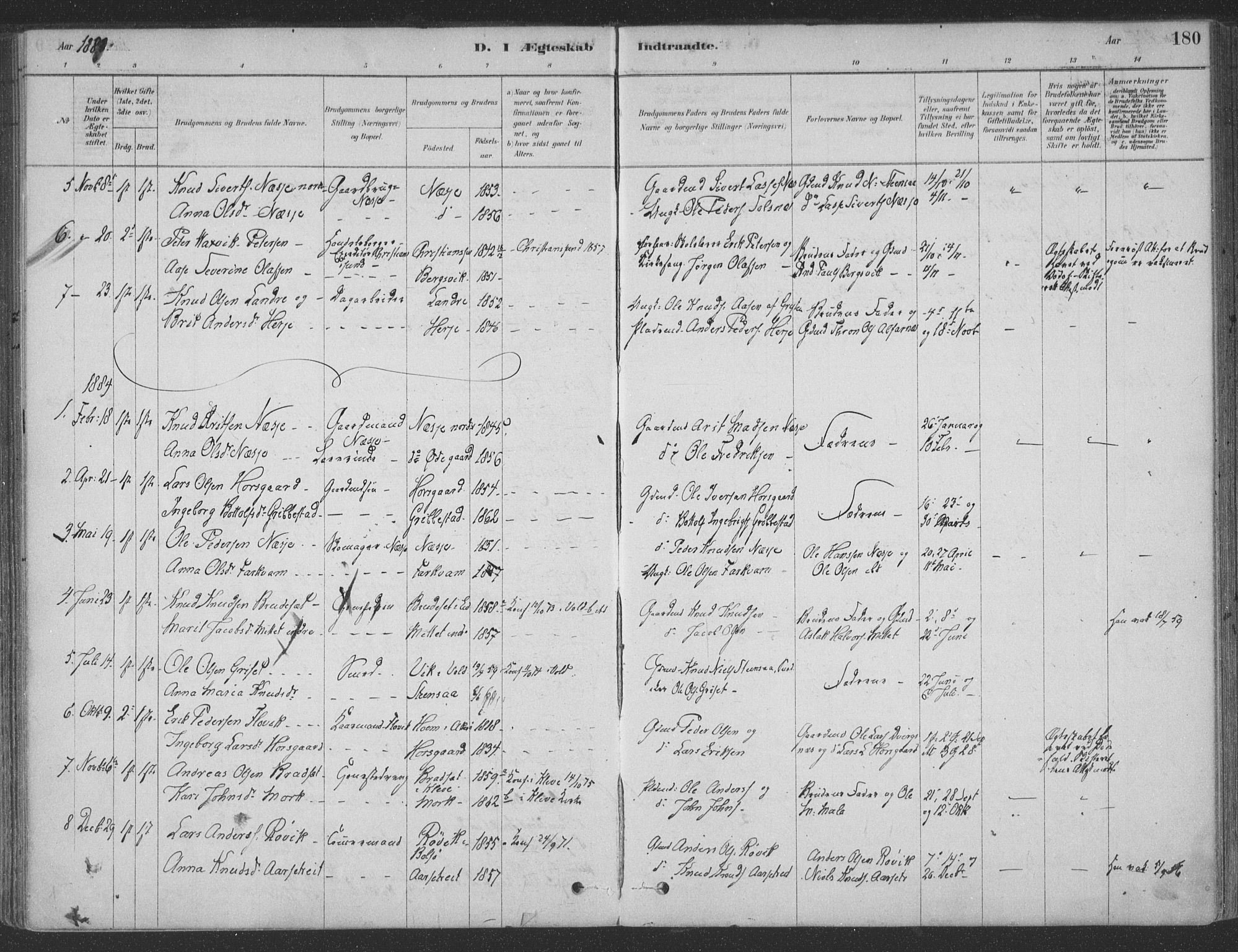 Ministerialprotokoller, klokkerbøker og fødselsregistre - Møre og Romsdal, AV/SAT-A-1454/547/L0604: Parish register (official) no. 547A06, 1878-1906, p. 180