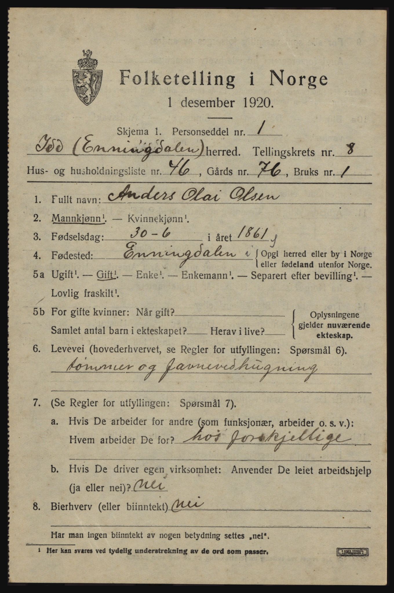 SAO, 1920 census for Idd, 1920, p. 10075